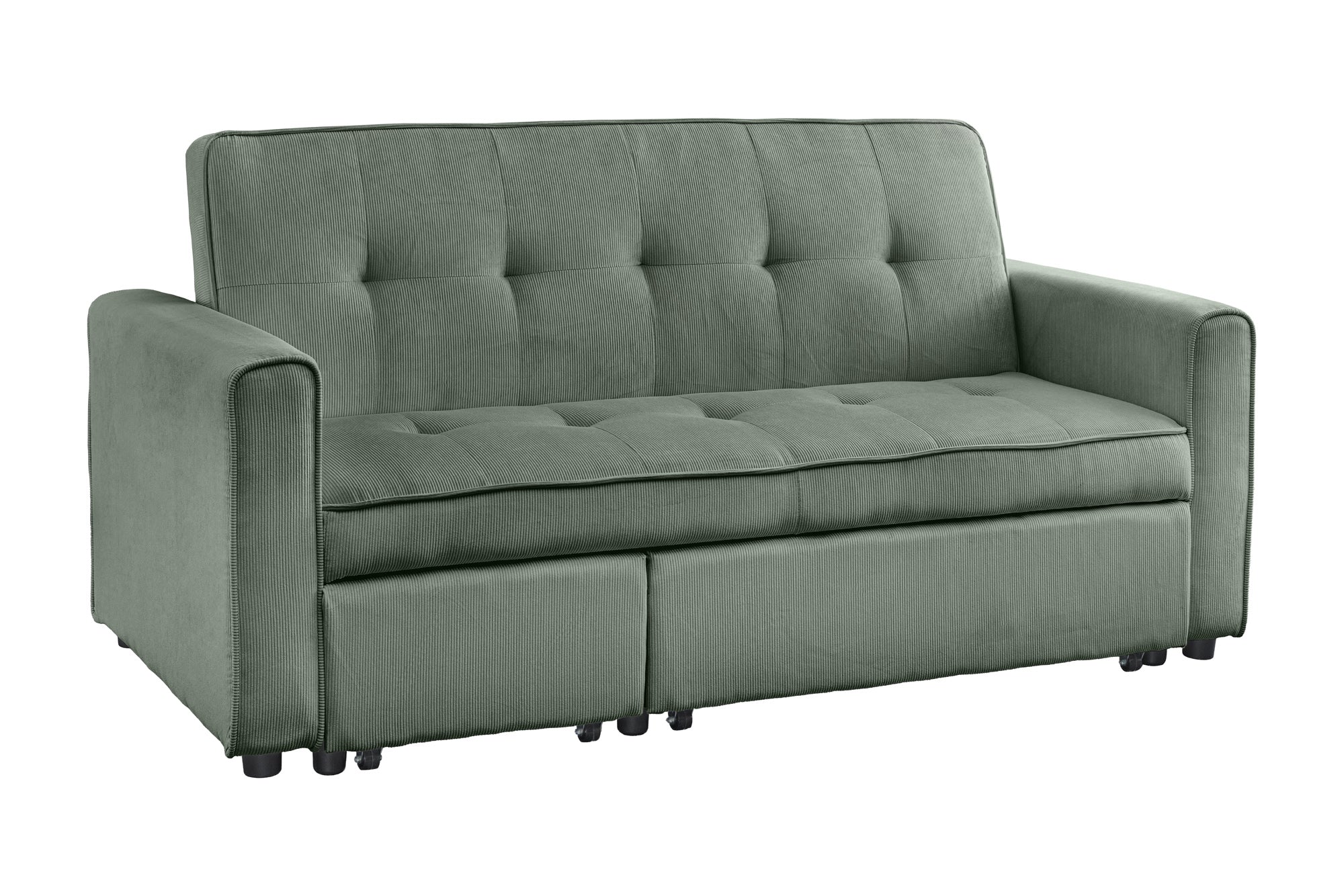 Invicta Canapea extensibilă SMART - 180cm, 2 Locuri | Țesătură Cord, Verde | 180x95x90 cm