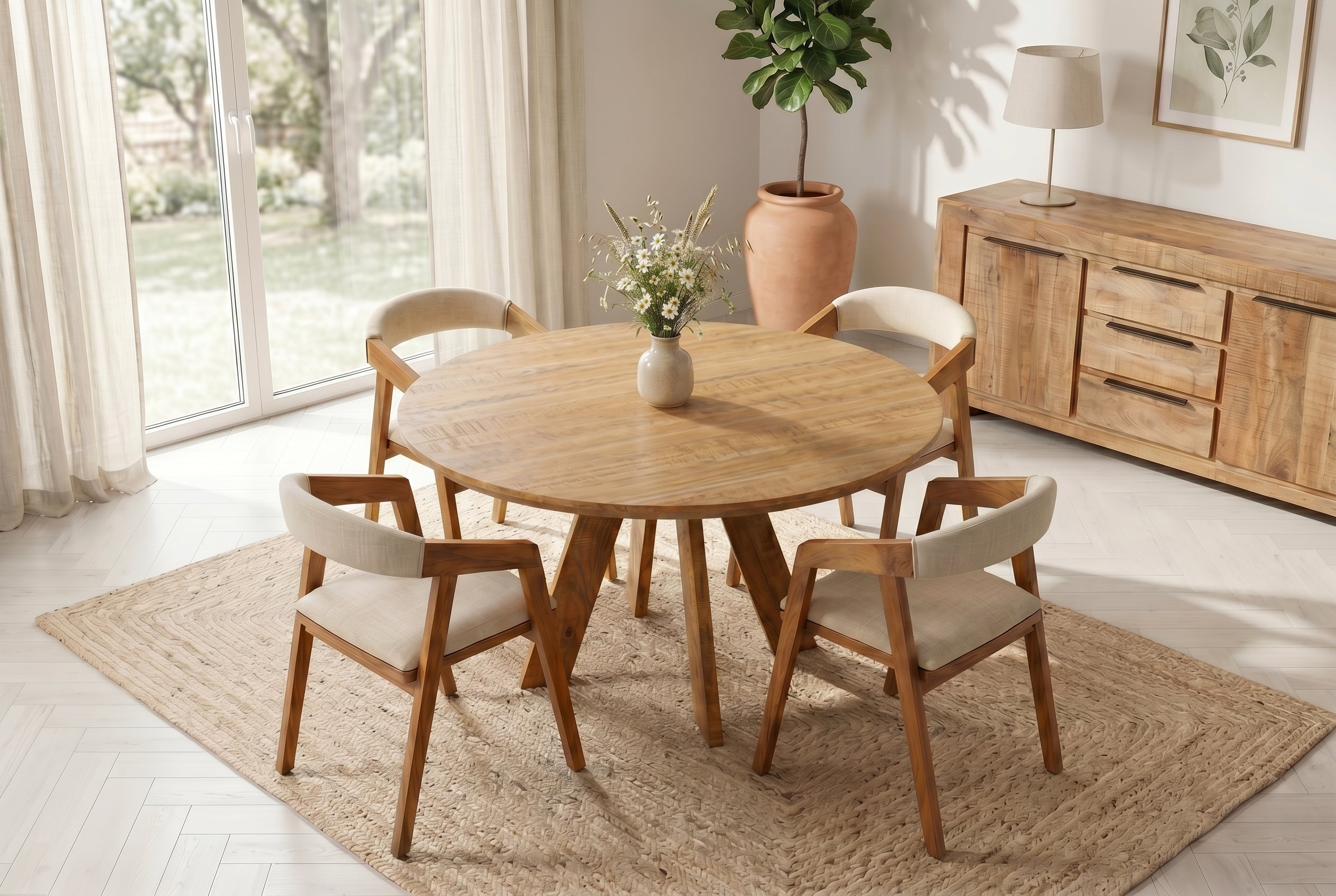 Invicta Masă dining ART WOOD - 120cm | Mango, Maro | 120x76x120 cm