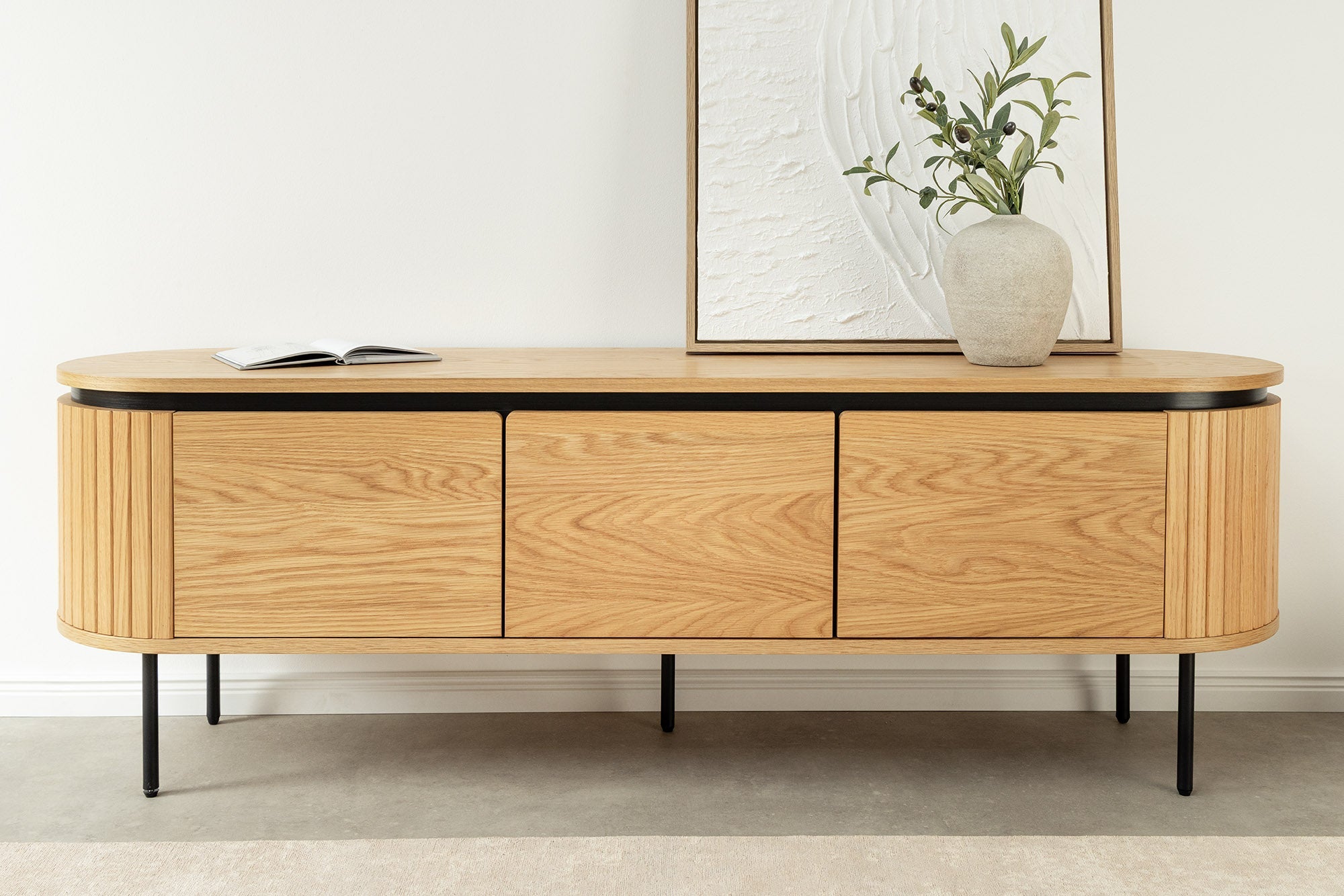 Invicta Comodă TV TV - 160cm | Stejar, Negru | 160x55x40 cm