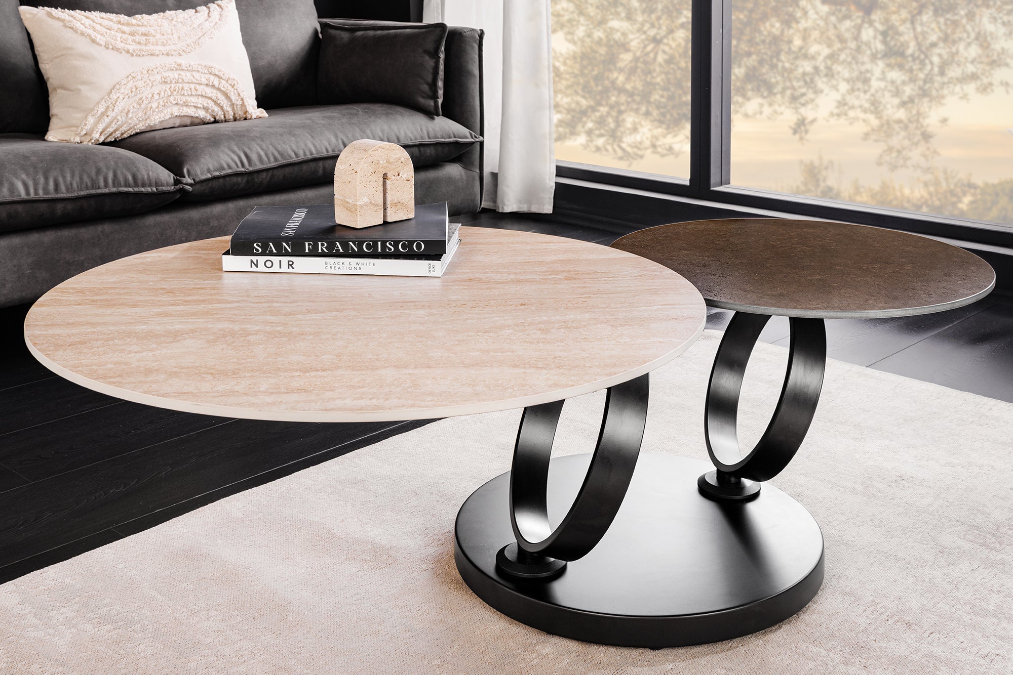 Invicta Masă cafea DANCING RINGS - 135cm | Natural | 135x44x80 cm