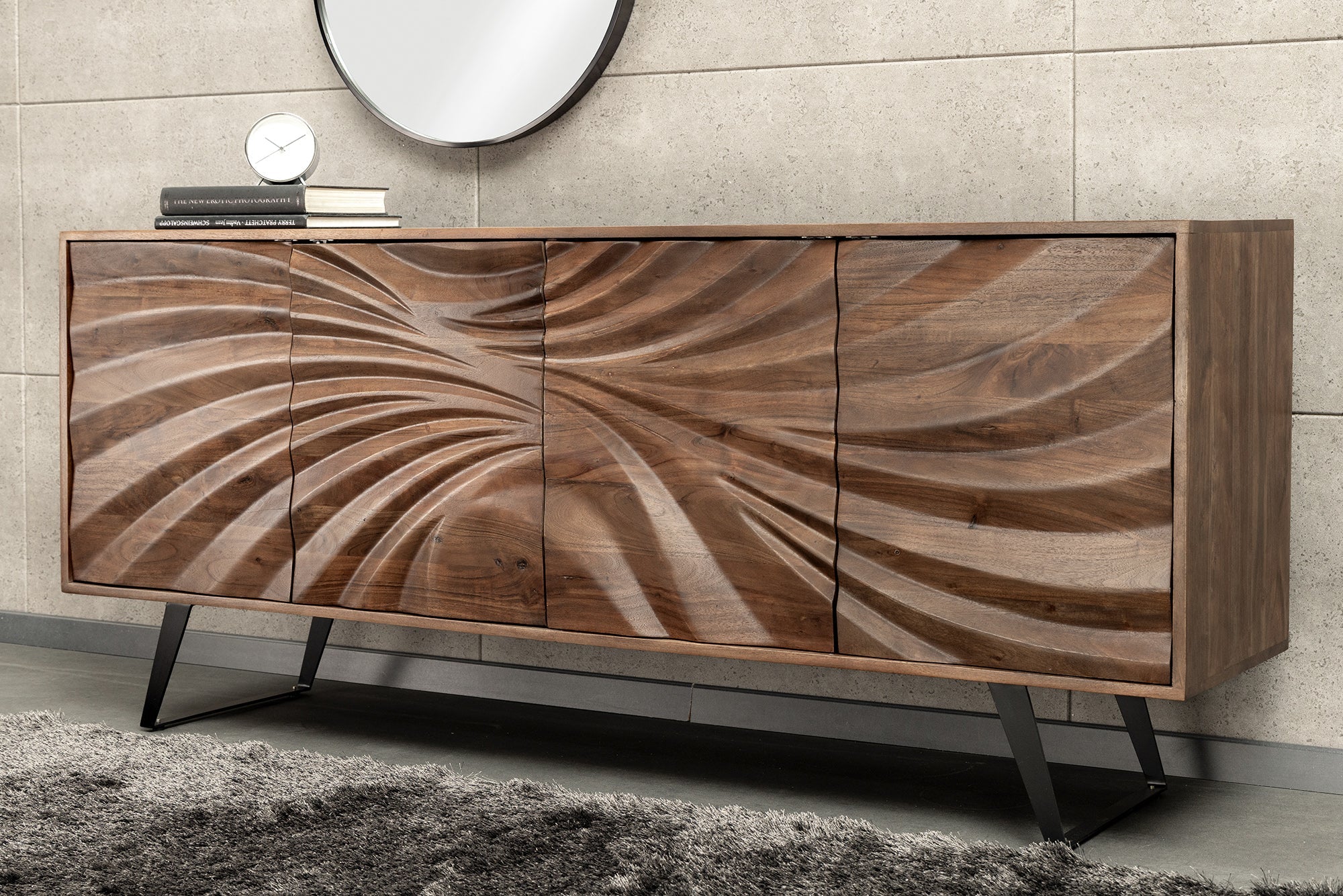 Invicta Comodă HURRICANE - 175cm | Acacia, Maro | 175x76x40 cm