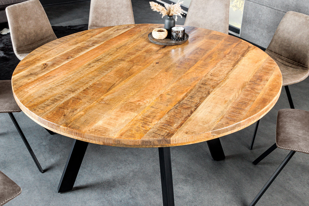 Invicta Masă dining IRON CRAFT - 140cm | Mango, Metal, Negru | 140x76x140 cm