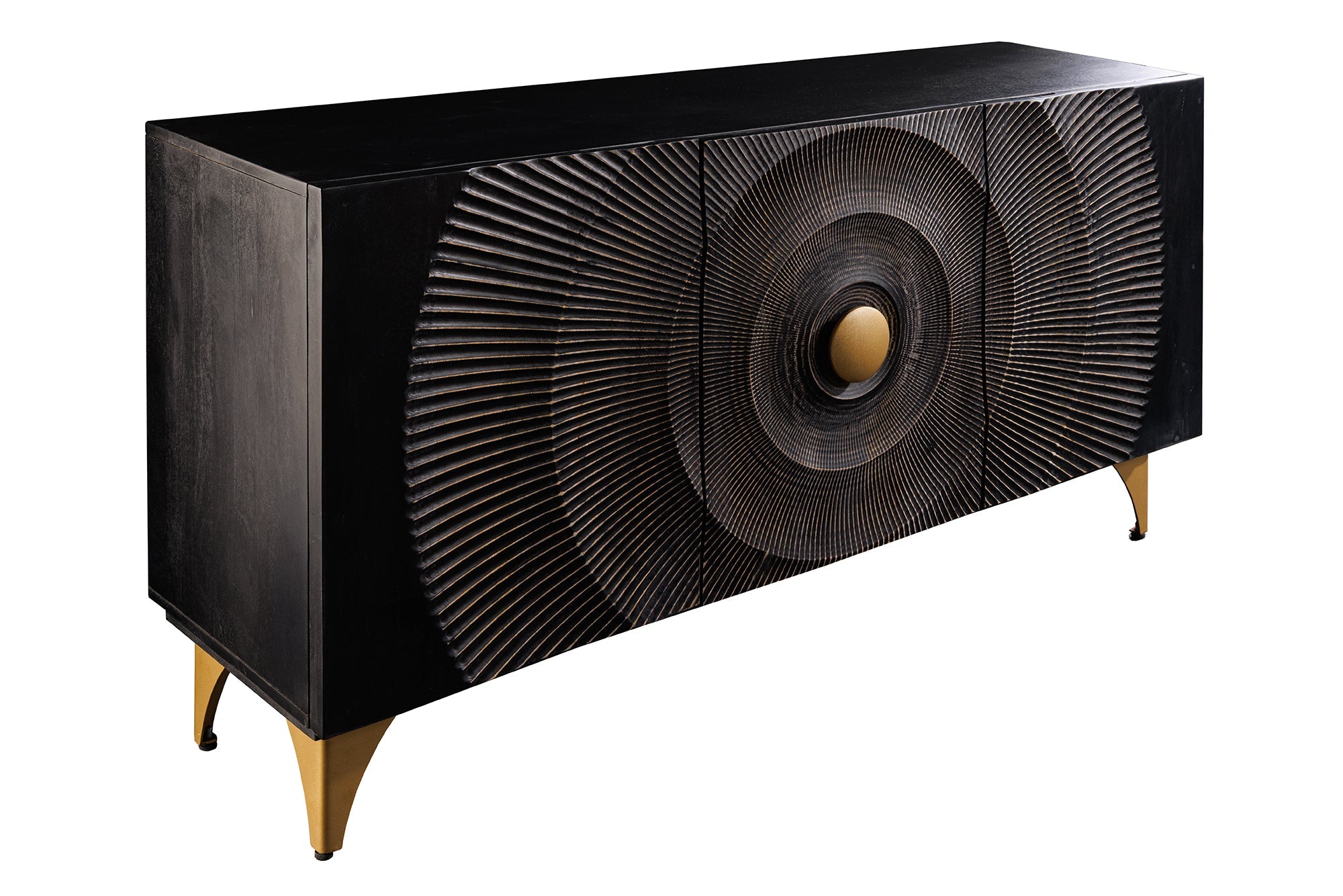 Invicta Comodă GOLDEN SUNSET - 140cm | Mango, Negru | 140x75x38 cm