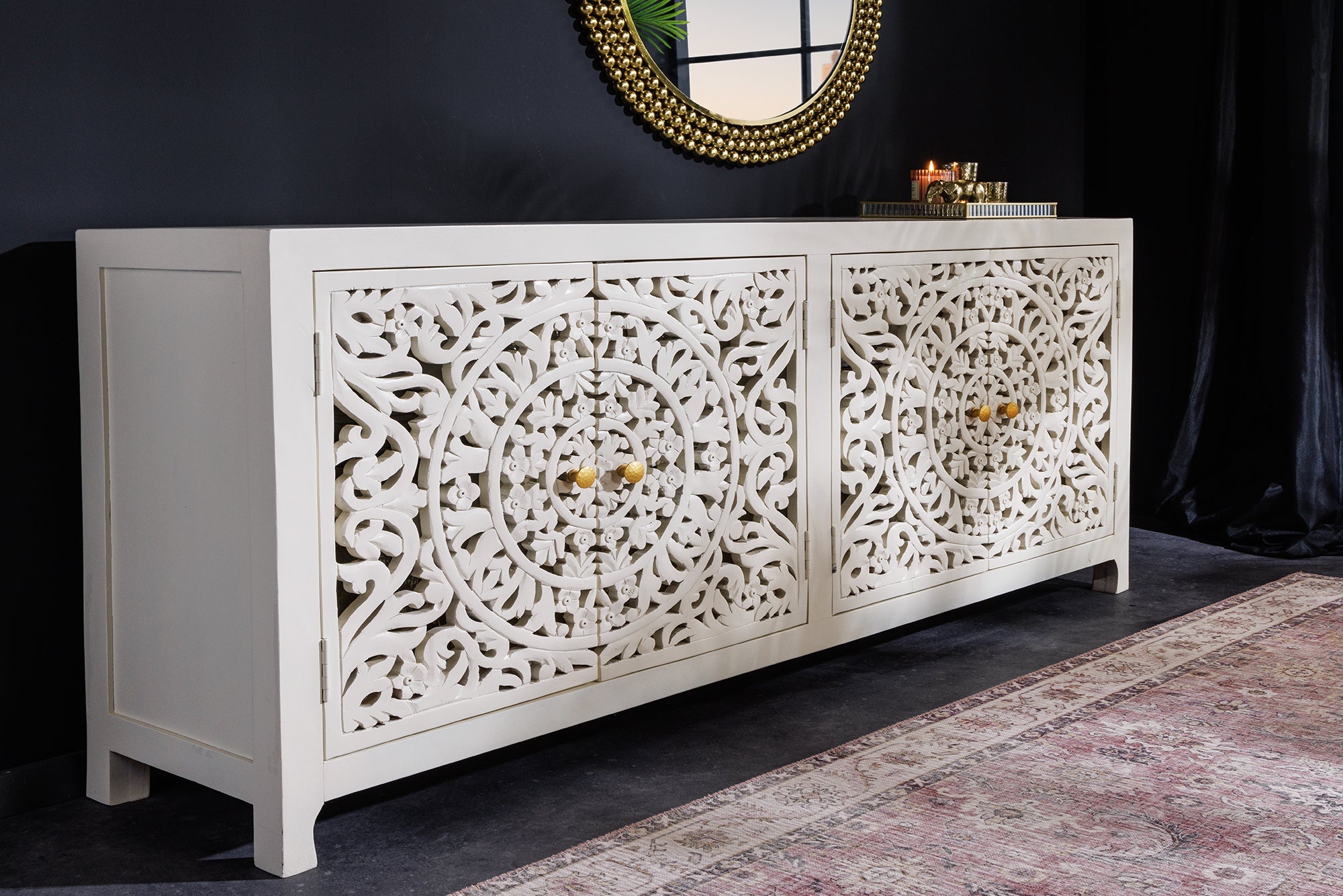 Invicta Comodă MARRAKECH - 170cm | Mango, Alb | 170x78x38 cm