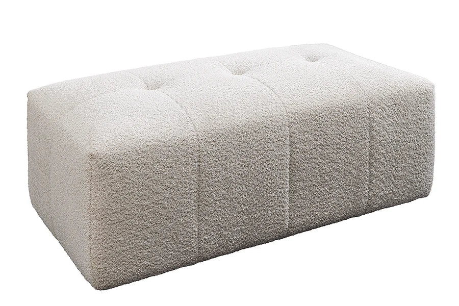 Taburet / Bancă Banchetă Invicta Interior ROYAL 120 cm, Miez cu Arcuri, Țesătură Bouclé Bej Șampanie