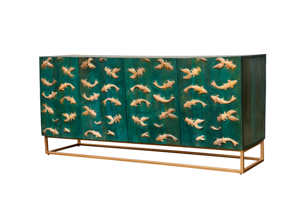 Invicta Comodă GOLDEN LAGOON - 180cm | Mango, Metal, Auriu | 177x75x39 cm