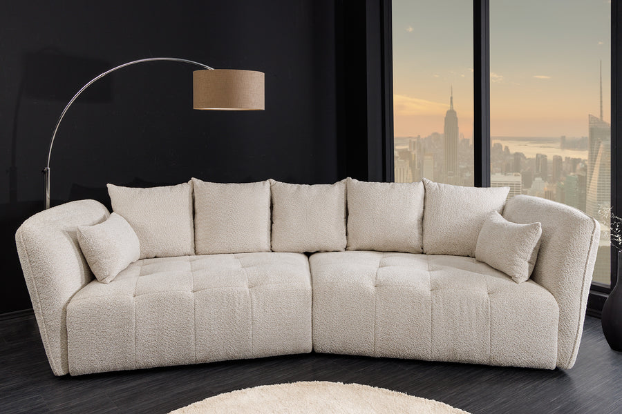 Canapea / Daybed XL Invicta Interior ROYAL 295 cm, Huse Detașabile, Țesătură Bouclé Bej Șampanie