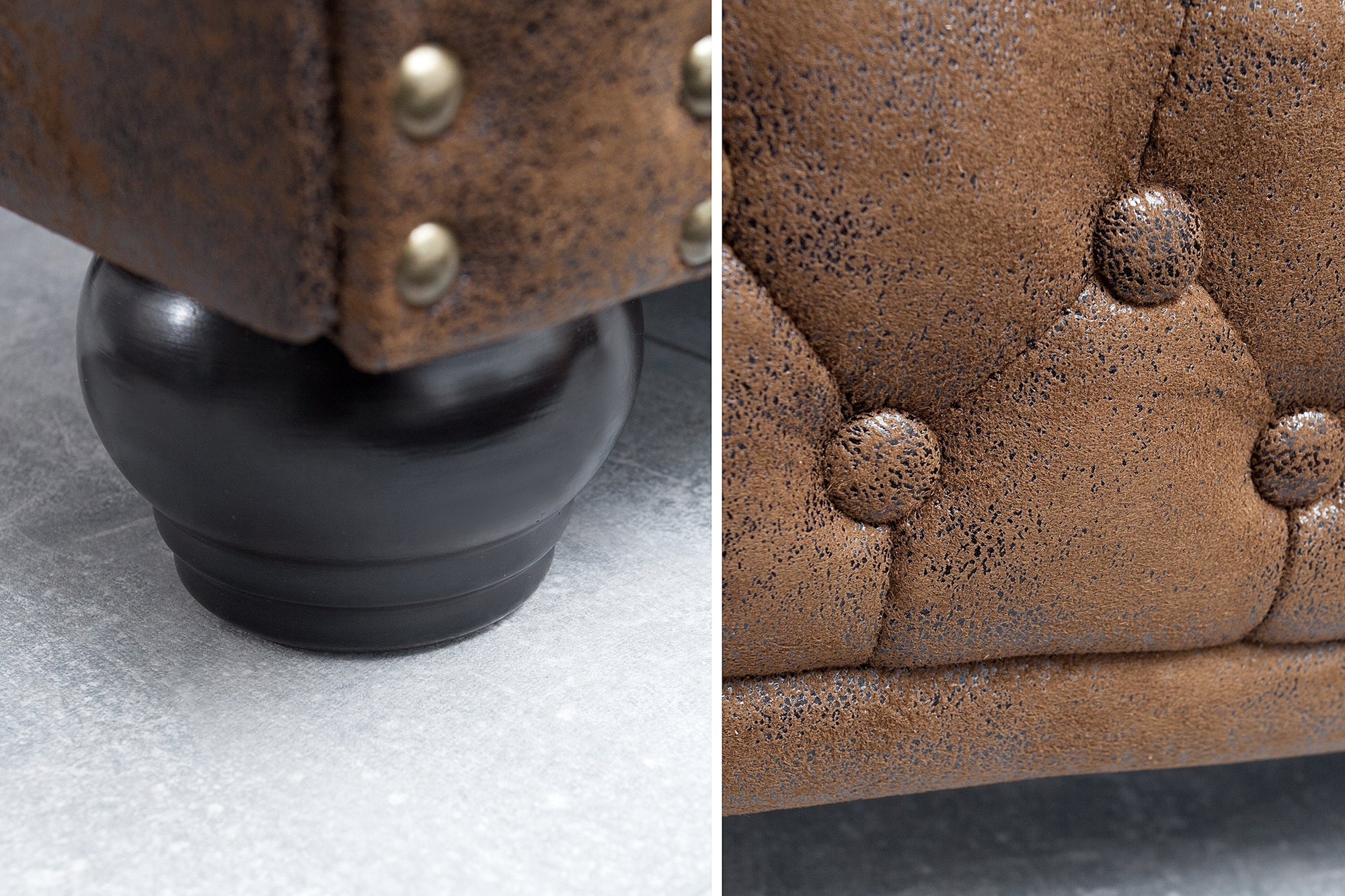 Invicta Canapea CHESTERFIELD - 2 Locuri | Maro | 150x75x85 cm