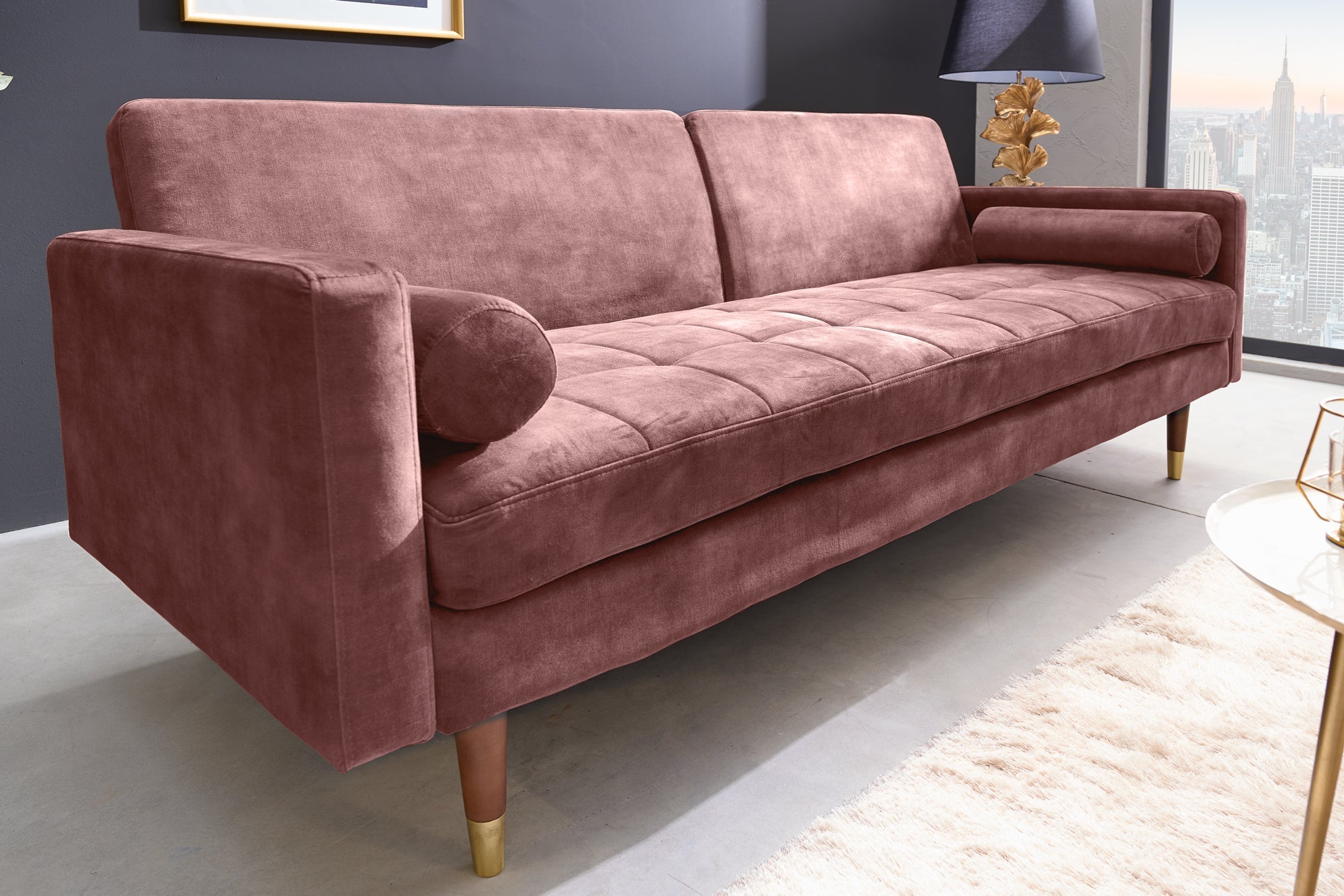 Invicta Canapea extensibilă COUTURE - 200cm | Roz | 196x80x74 cm