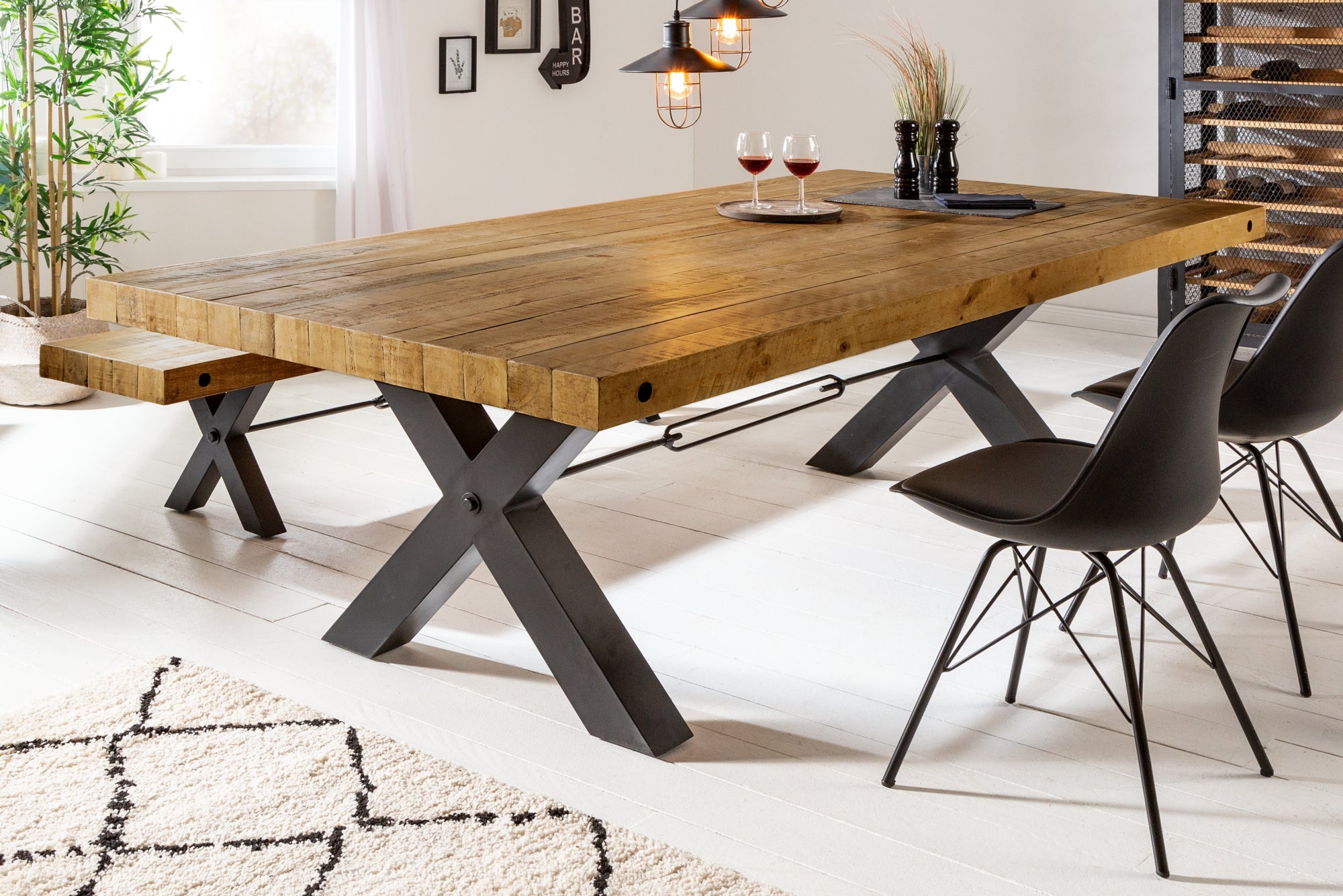 Invicta Masă dining THOR - 200cm | Pin, Maro | 200x76x100 cm
