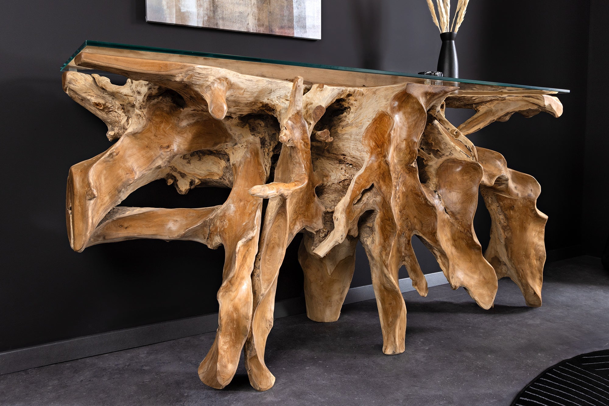 Invicta Consolă ROOT - 150cm | Sticlă | 150x80x40 cm