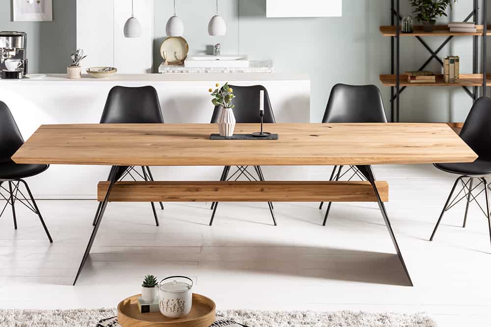 Invicta Masă dining GRAND OAK - 200cm | Stejar, Metal | 200x76x100 cm
