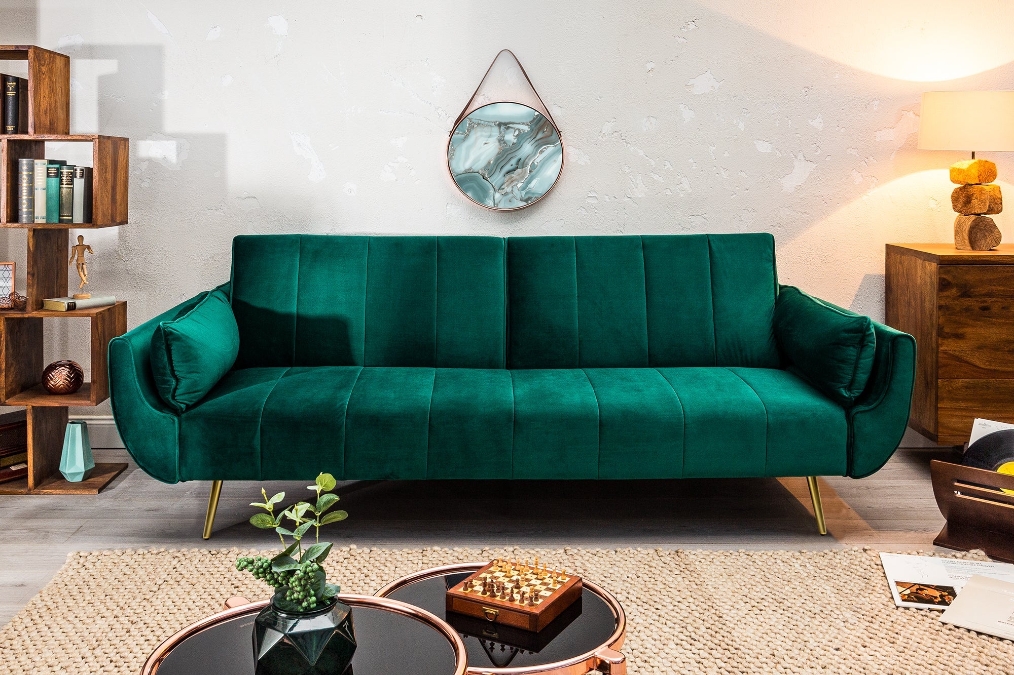 Invicta Canapea extensibilă DIVANI - 215cm | Catifea, Gri | 220x88x91 cm