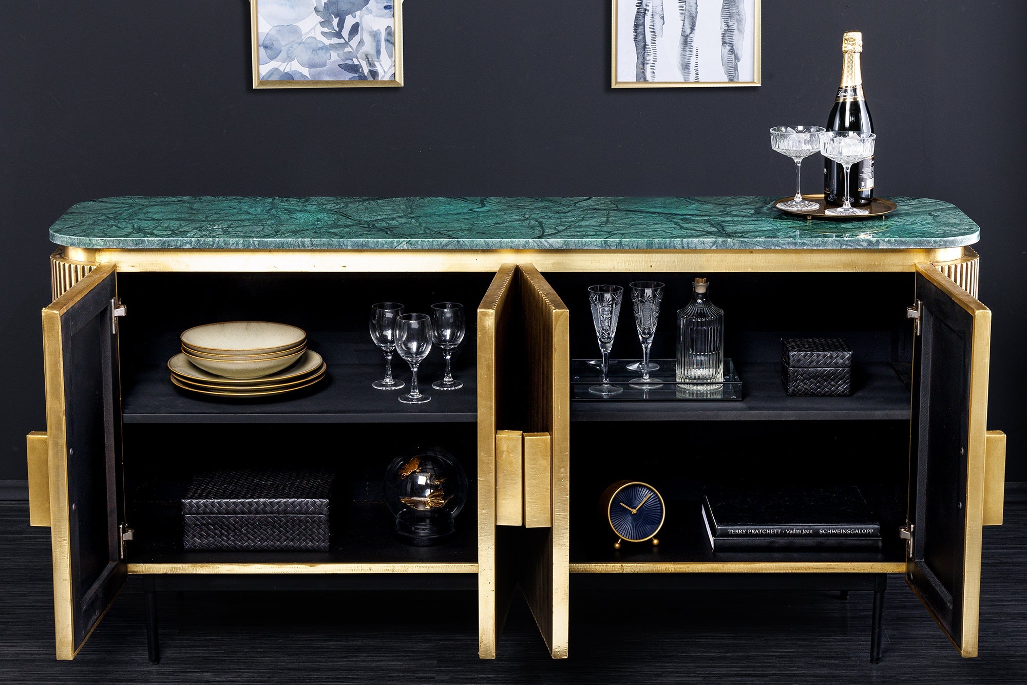 Invicta Comodă VENEZIANO - 160cm | Mango, Marmură | 160x79x40 cm