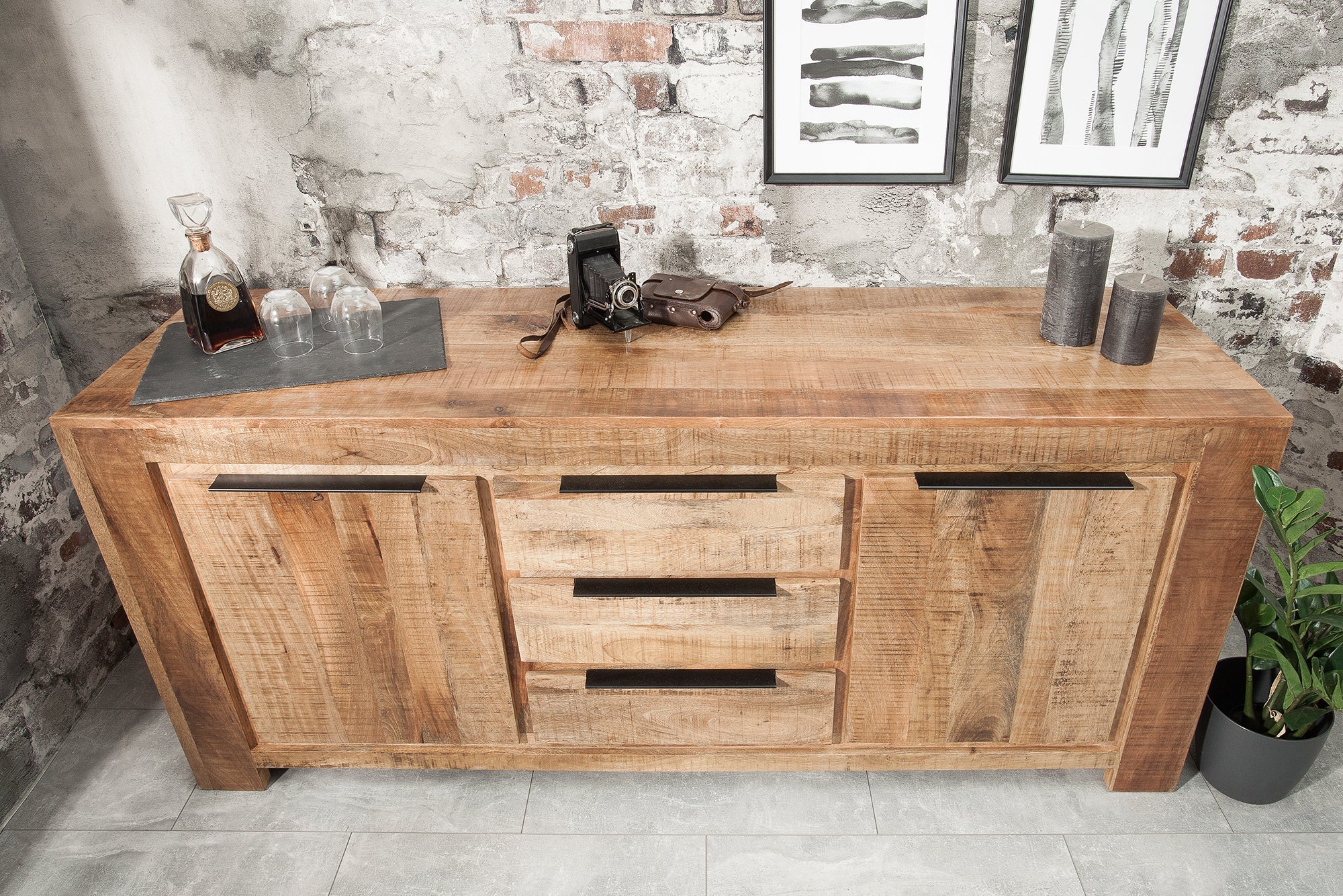 Invicta Comodă IRON CRAFT - 175cm | Mango, Natural | 174x76x50 cm
