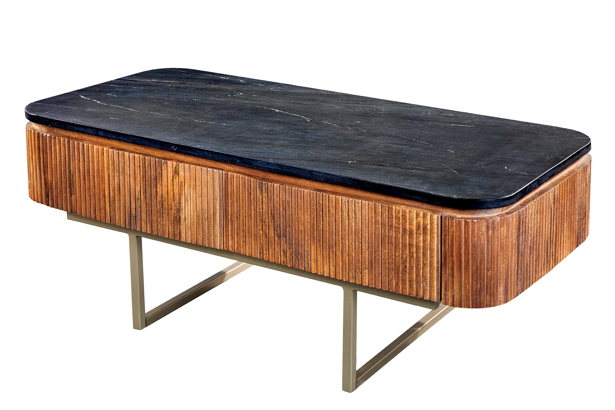 Invicta Masă cafea GATSBY - 110cm | Mango, Marmură, Negru | 110x46x53 cm