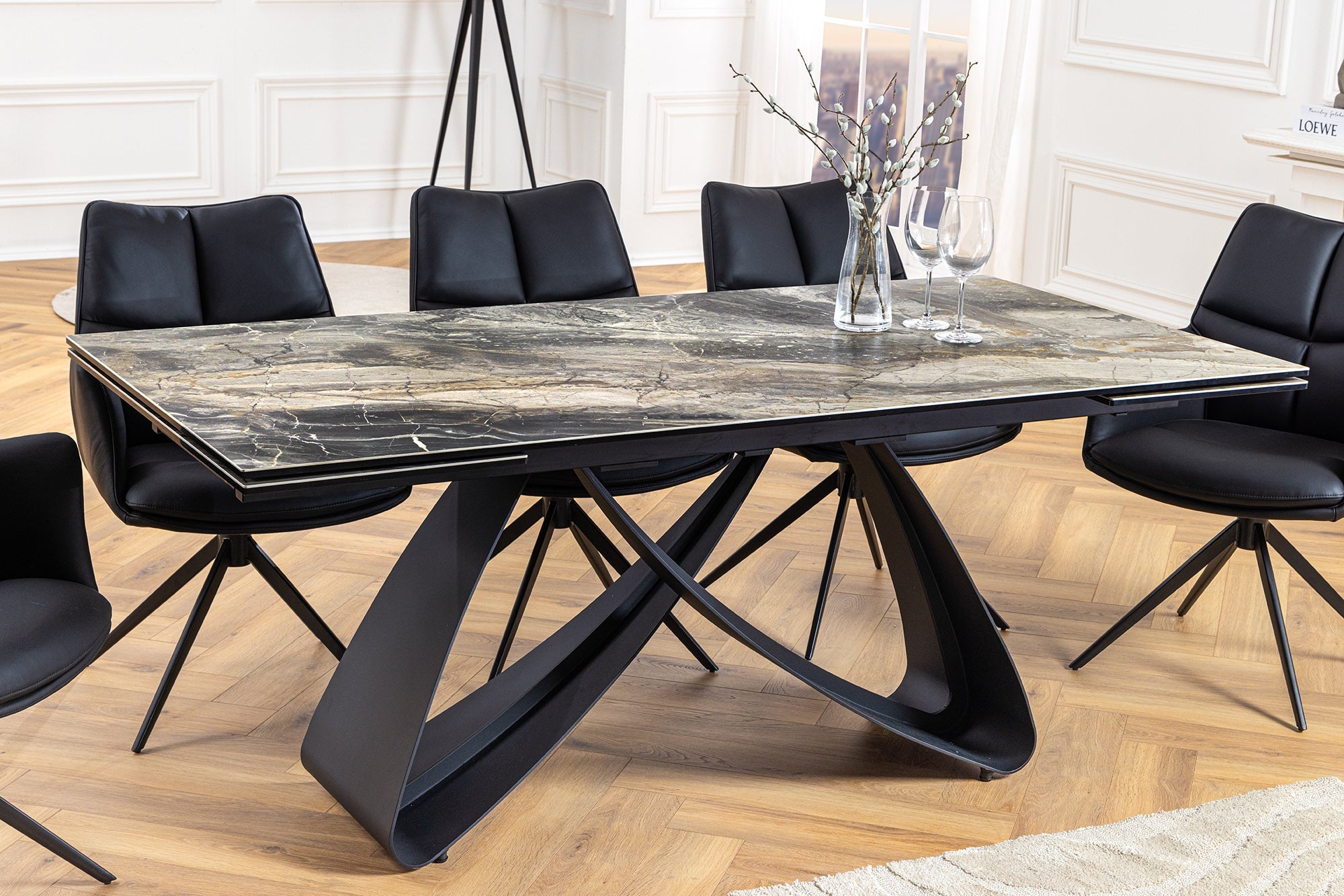 Invicta Masă dining INFINITY - 260cm | Marmură, Sticlă, Roșu | 260x76x90 cm