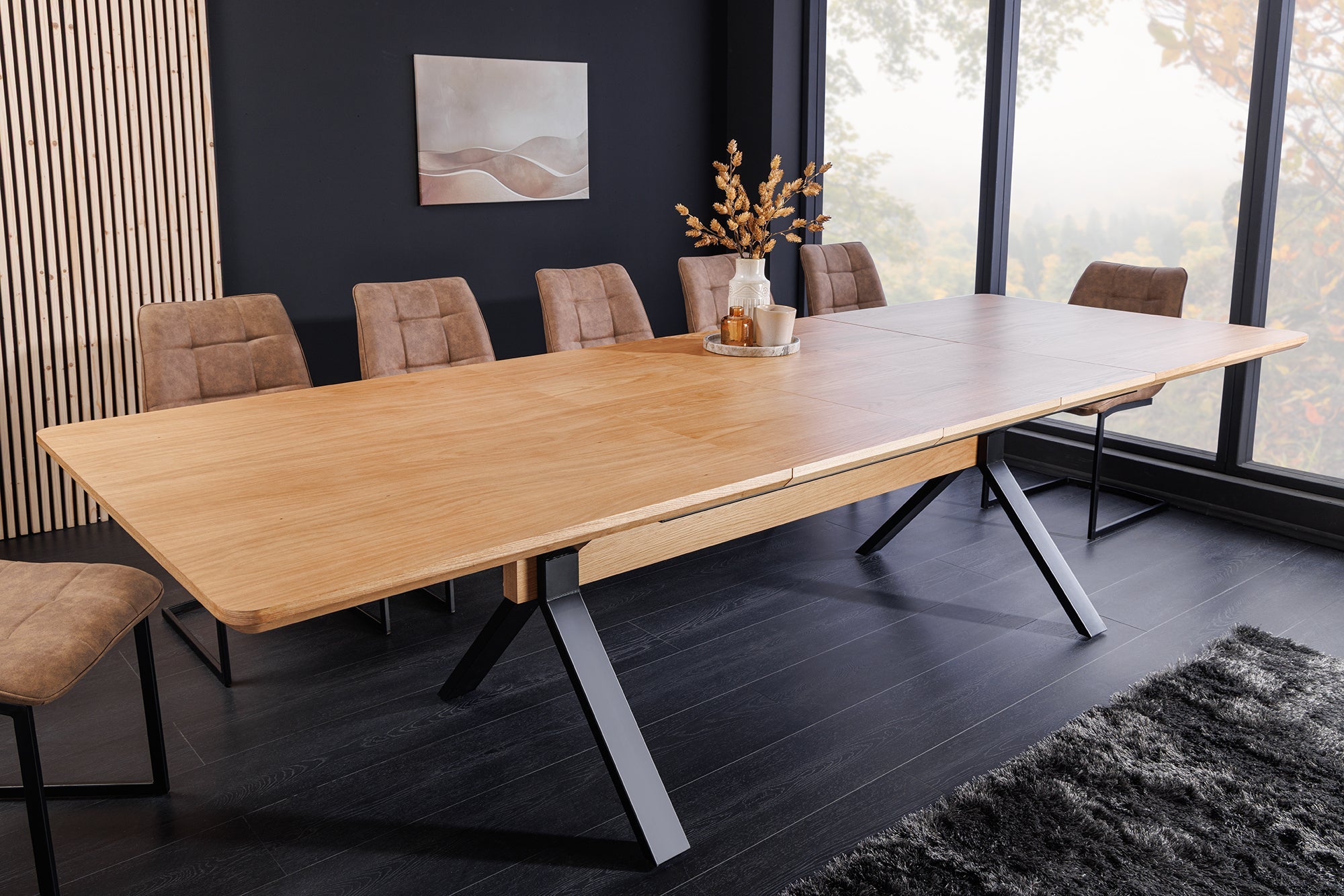 Invicta Masă dining GIANT - 300cm | Stejar, Metal, Negru