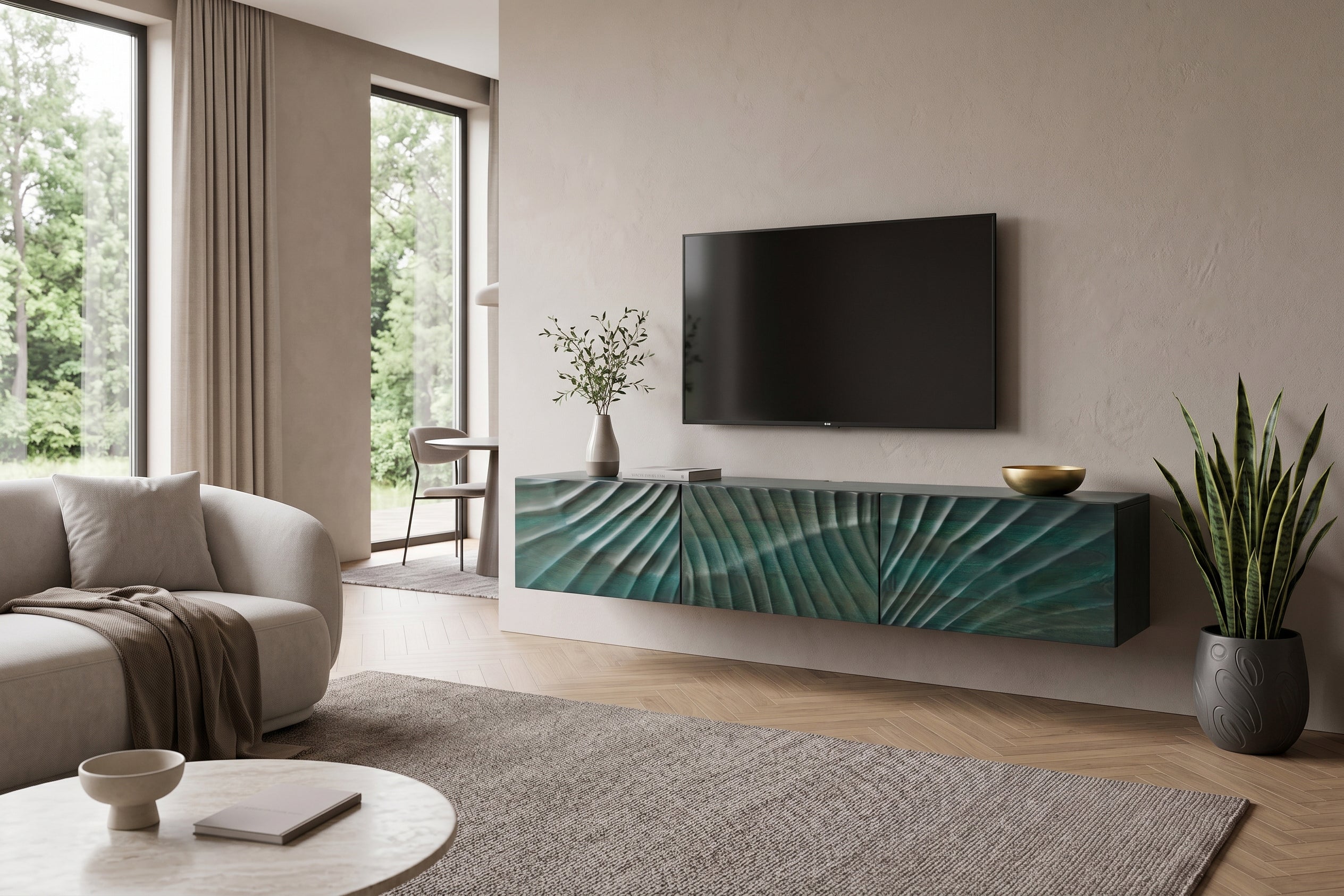 Invicta Comodă TV TV - 160cm | Mango, Turcoaz | 160x30x33 cm