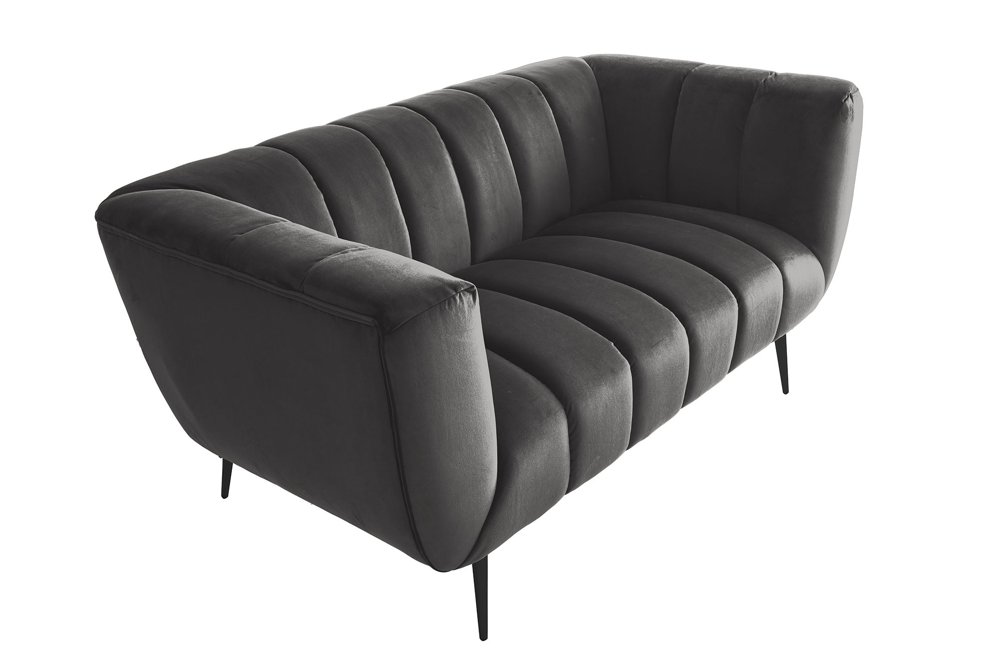 Invicta Canapea NOBLESSE - 165cm, 2 Locuri | Catifea, Negru | 165x78x90 cm