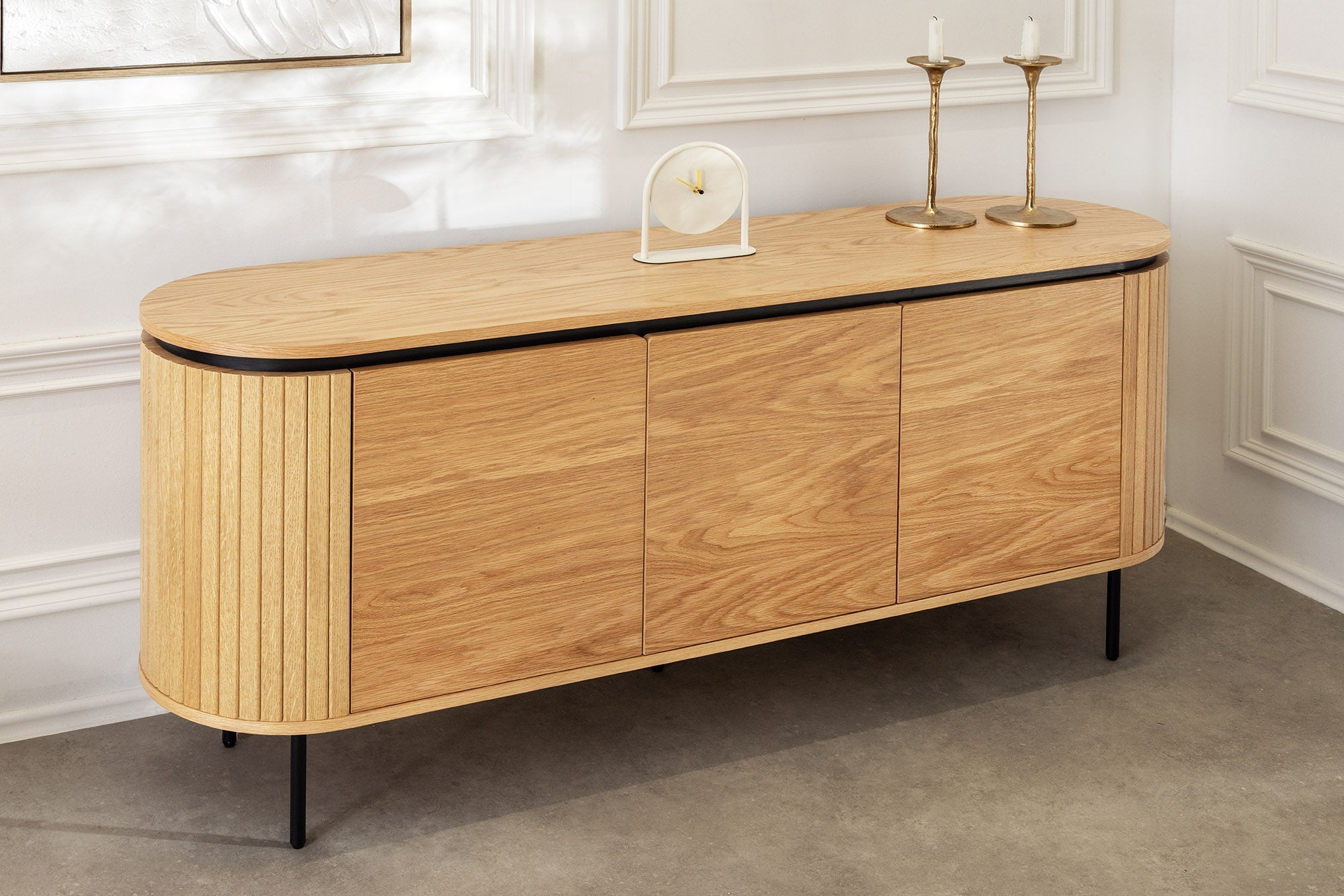 Invicta Comodă ATELIER - 160cm | Stejar, Negru | 160x76x40 cm