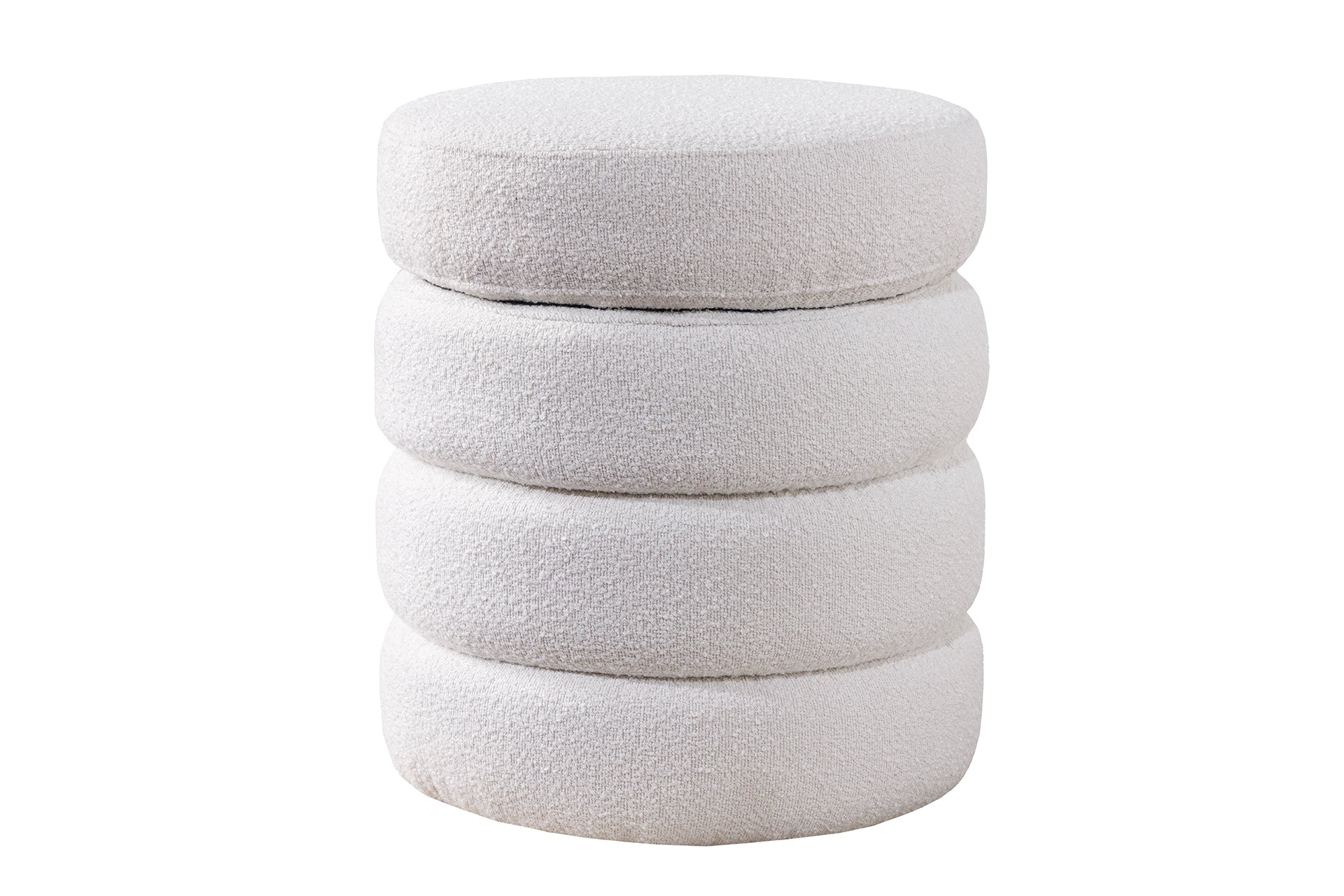 Taburet VOQUE 50cm bouclé creamy cu spațiu de depozitare