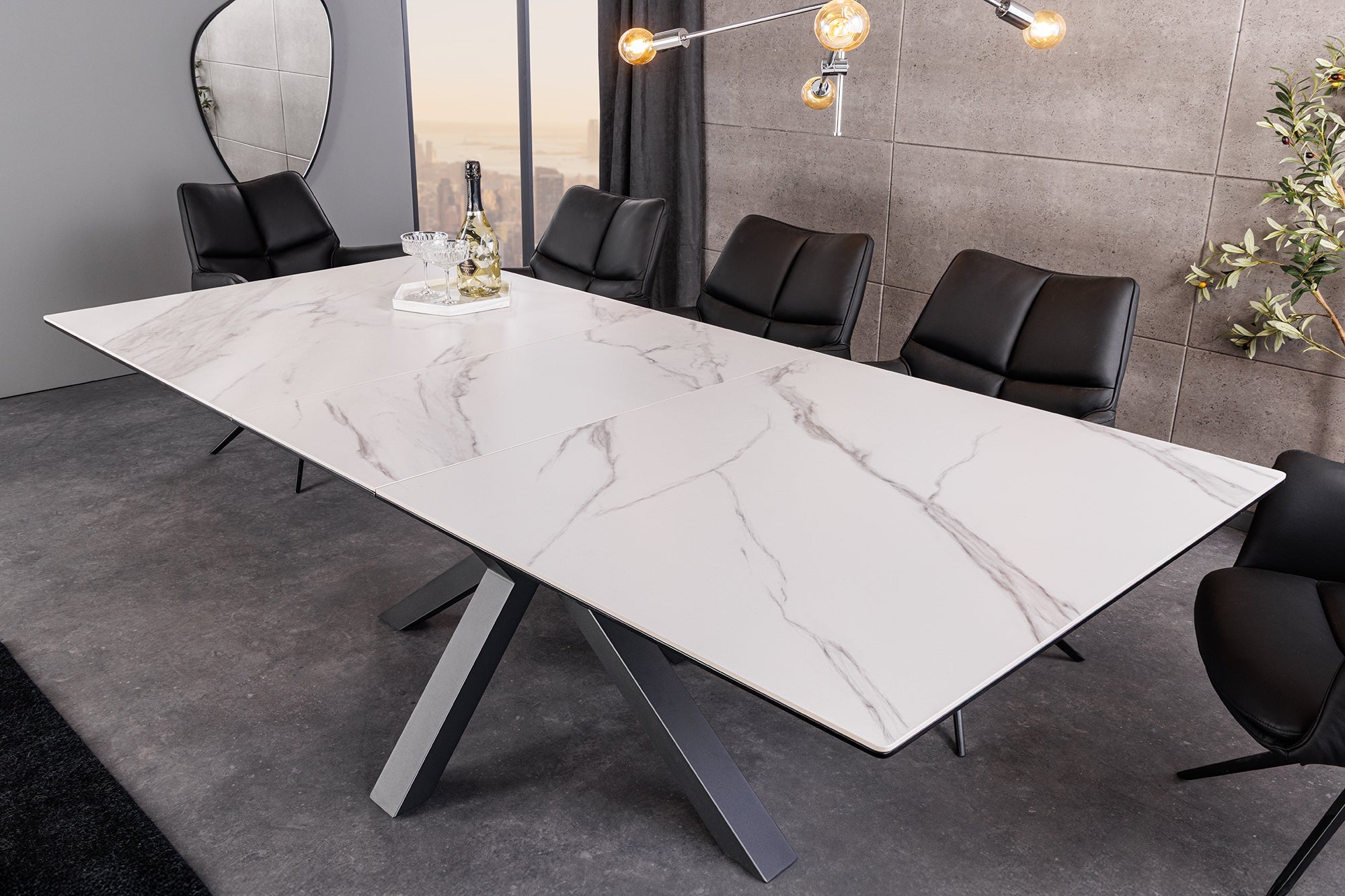 Invicta Masă dining ETERNITY - 200cm | Marmură, Sticlă, Alb