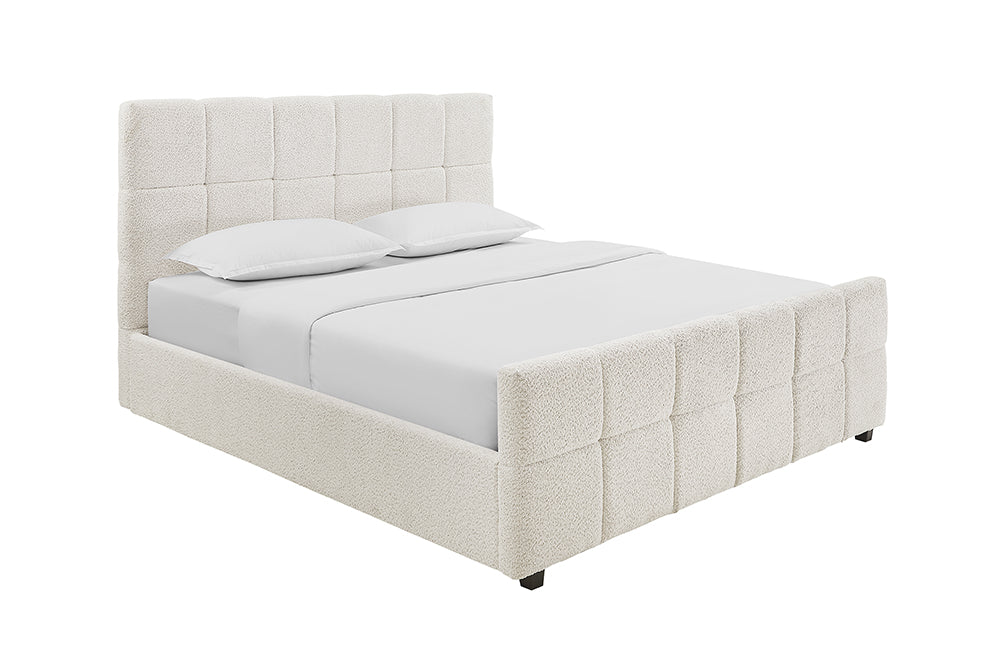 Pat PRESTIGE 180×200cm bouclé creamy cu spațiu de depozitare