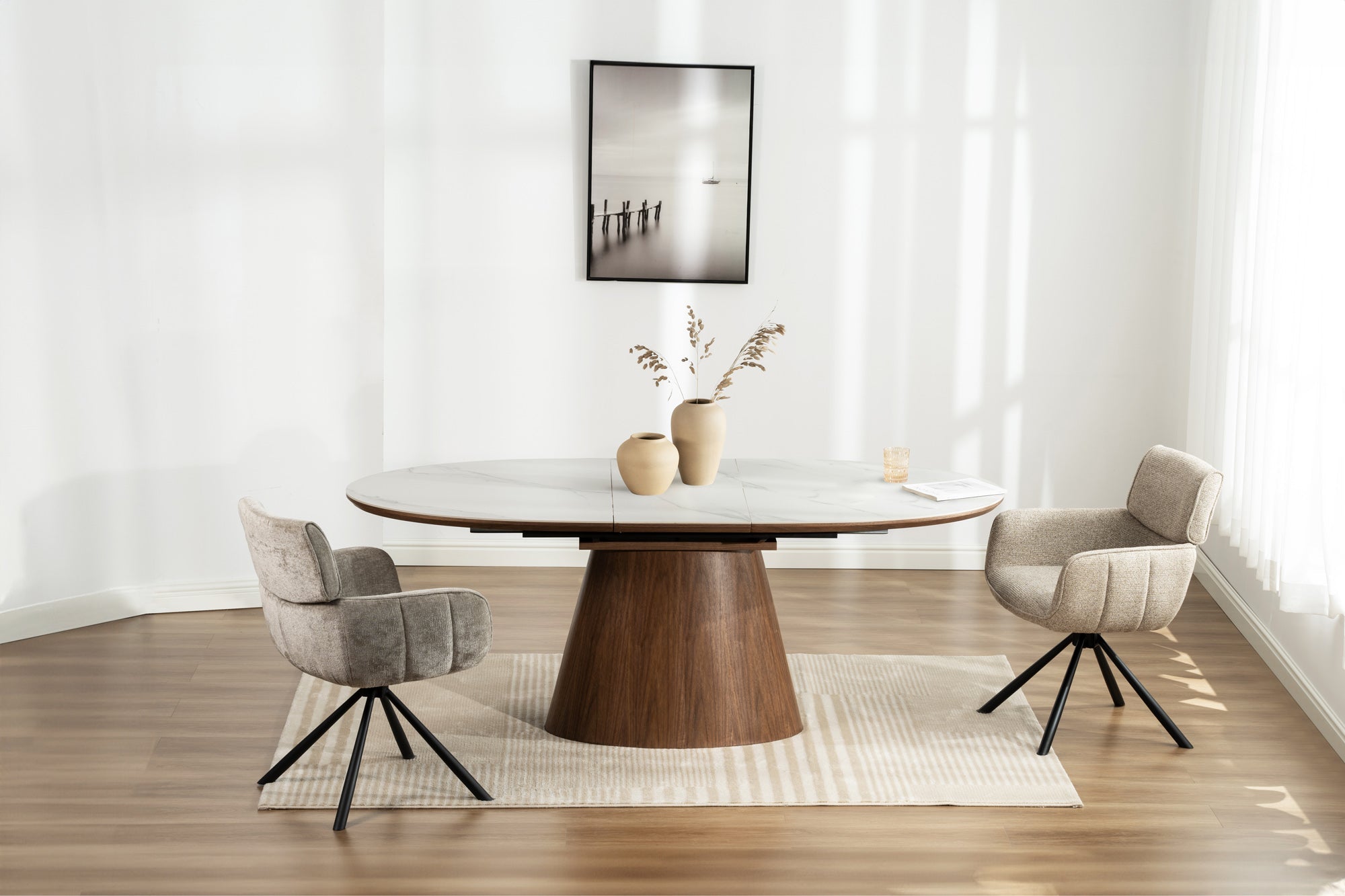 Invicta Masă dining UNIQUE - 200cm | Marmură, Alb