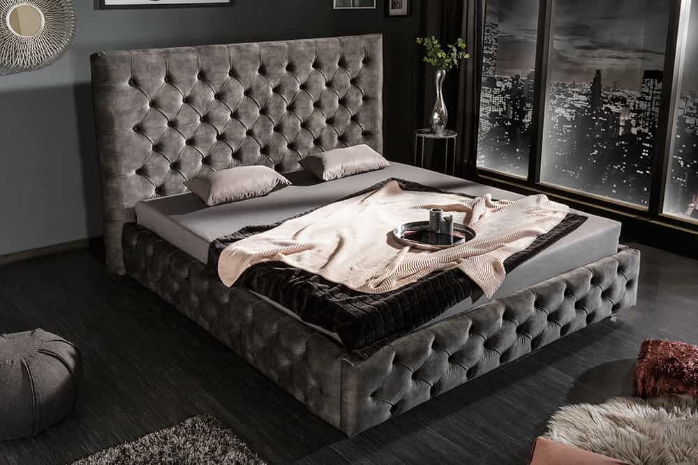Invicta Pat PARIS CHESTERFIELD - 200cm | Catifea, Gri | 190x138x220 cm