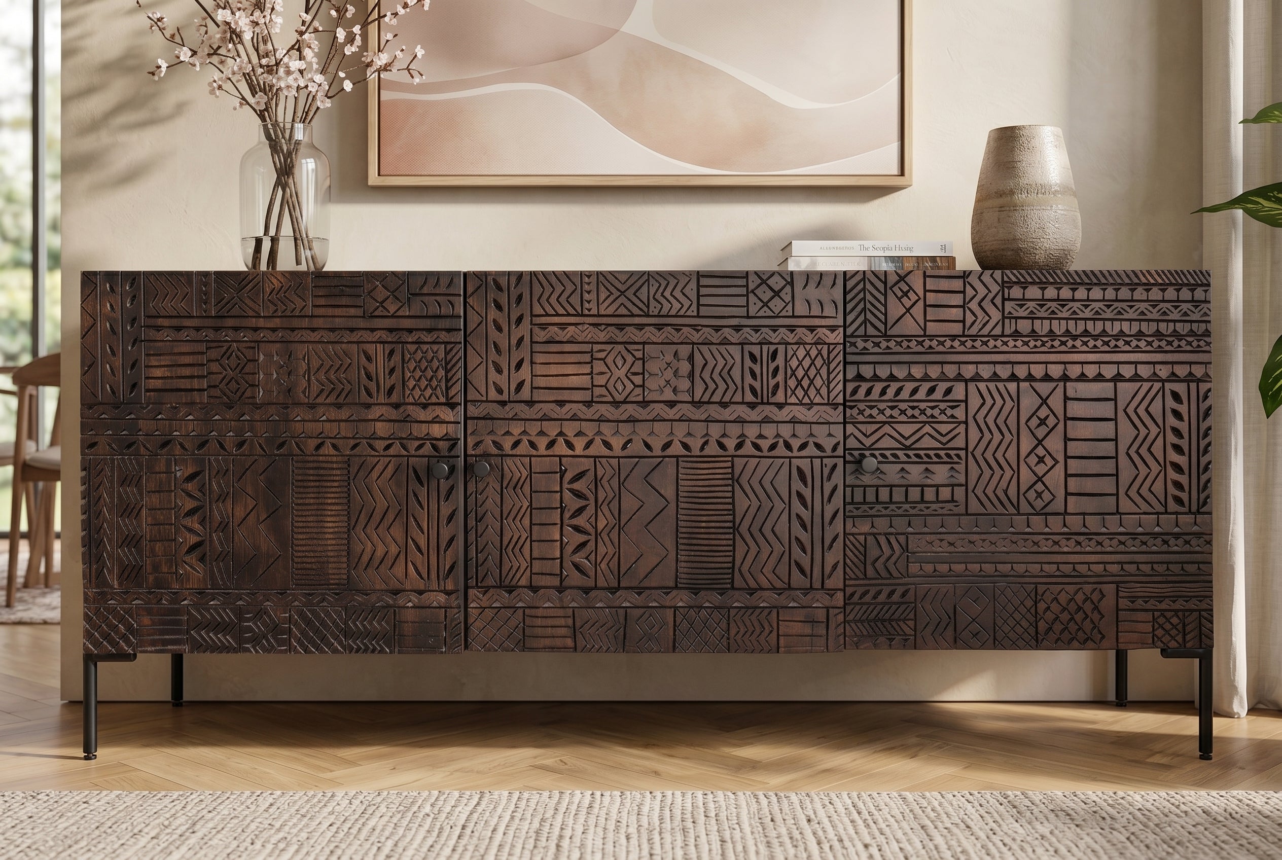 Invicta Comodă TRIBAL - 180cm | Mango, Maro | 177x75x40 cm