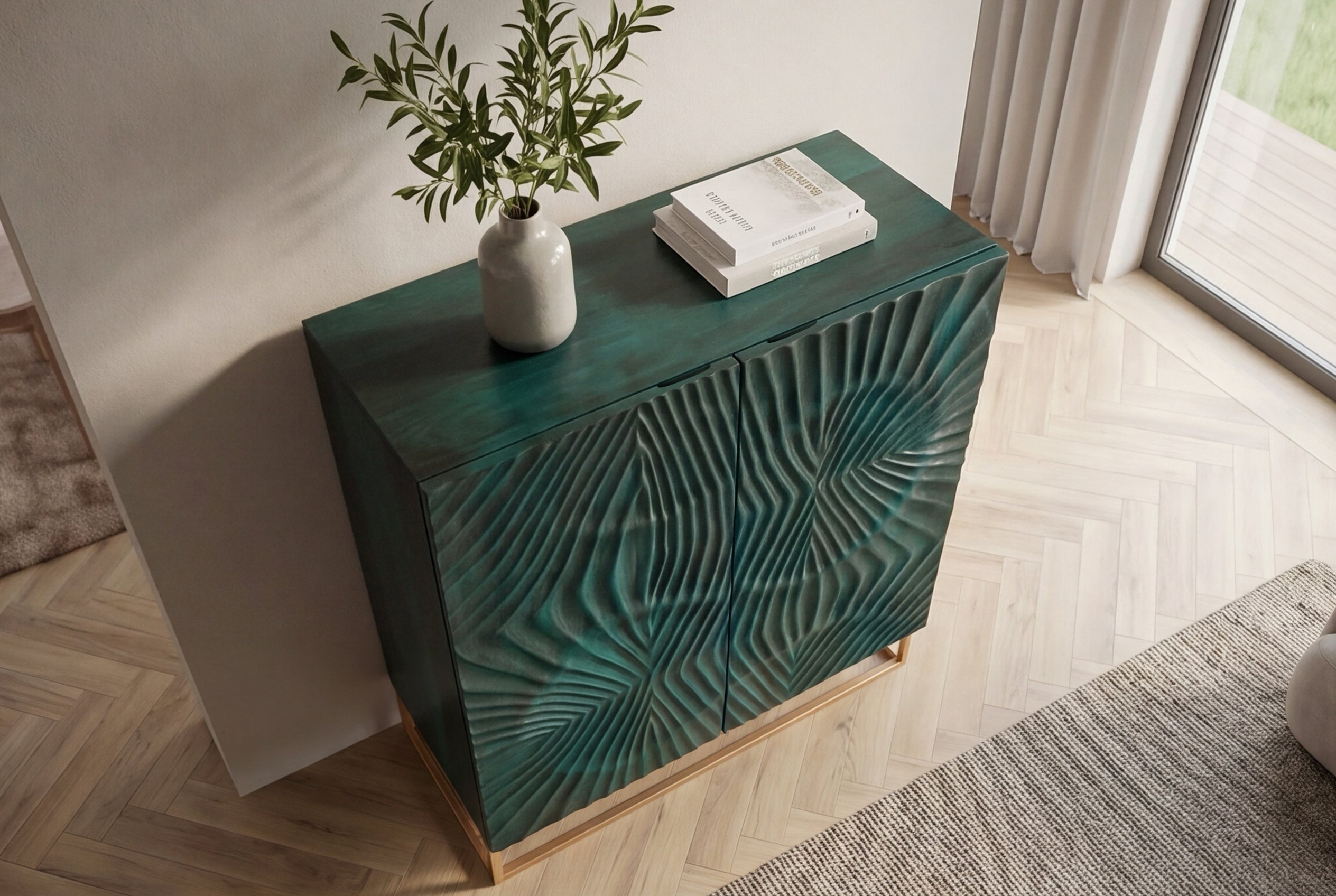Invicta Vitrină înaltă SCORPION - 120cm | Mango, Auriu | 100x120x38 cm