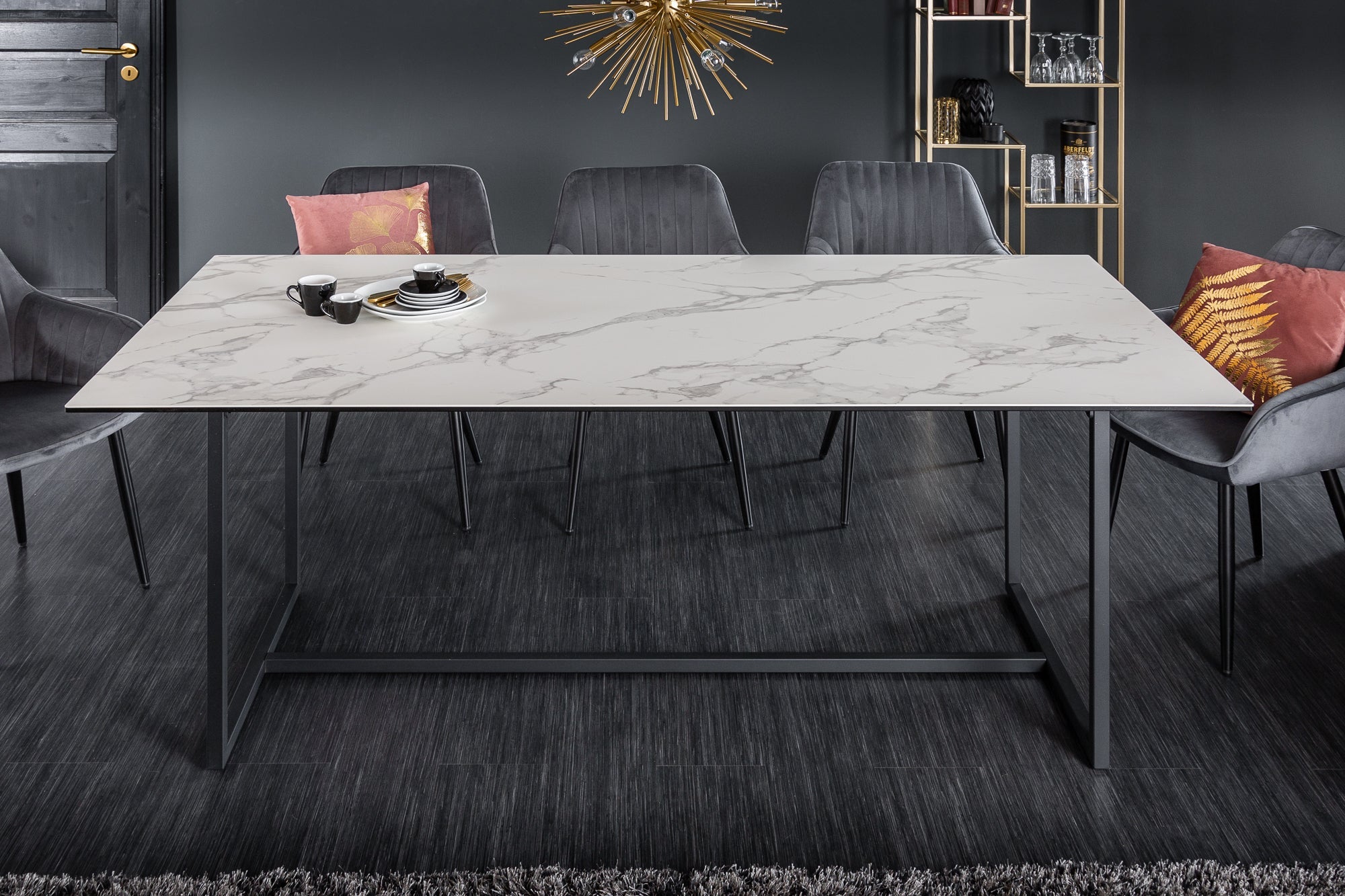 Invicta Masă dining SYMBIOSE - 200cm | Marmură, Sticlă, Alb | 200x76x100 cm
