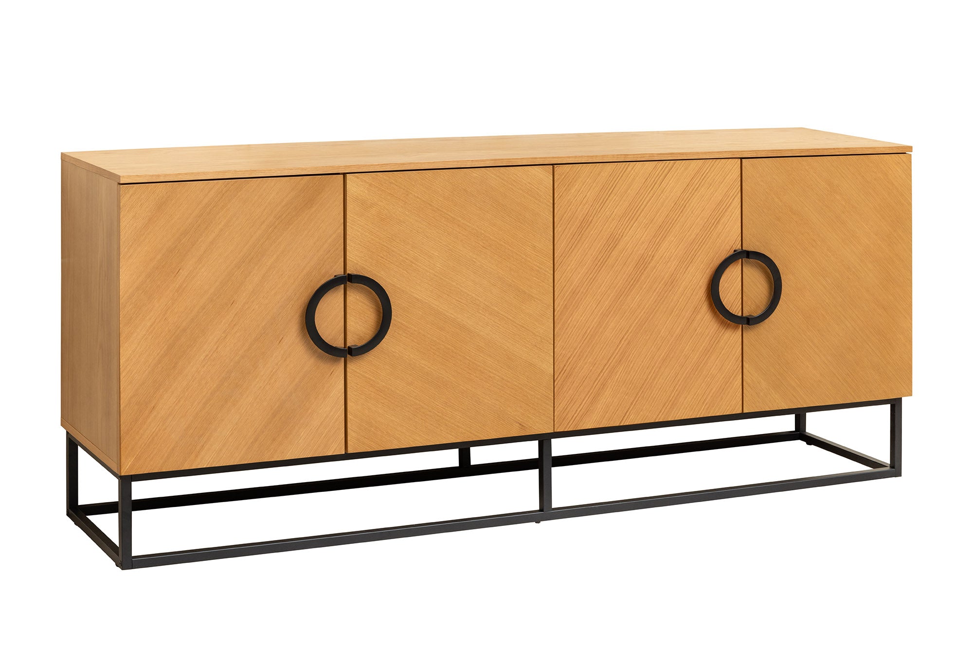 Invicta Comodă GRANDEZZA - 180cm | Stejar, Metal, Negru | 180x80x40 cm