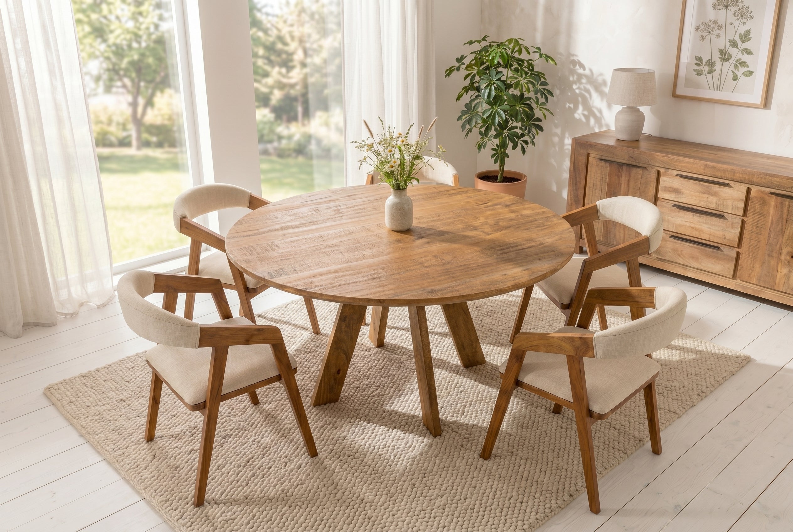 Invicta Masă dining ART WOOD - 140cm | Mango, Maro | 140x76x140 cm