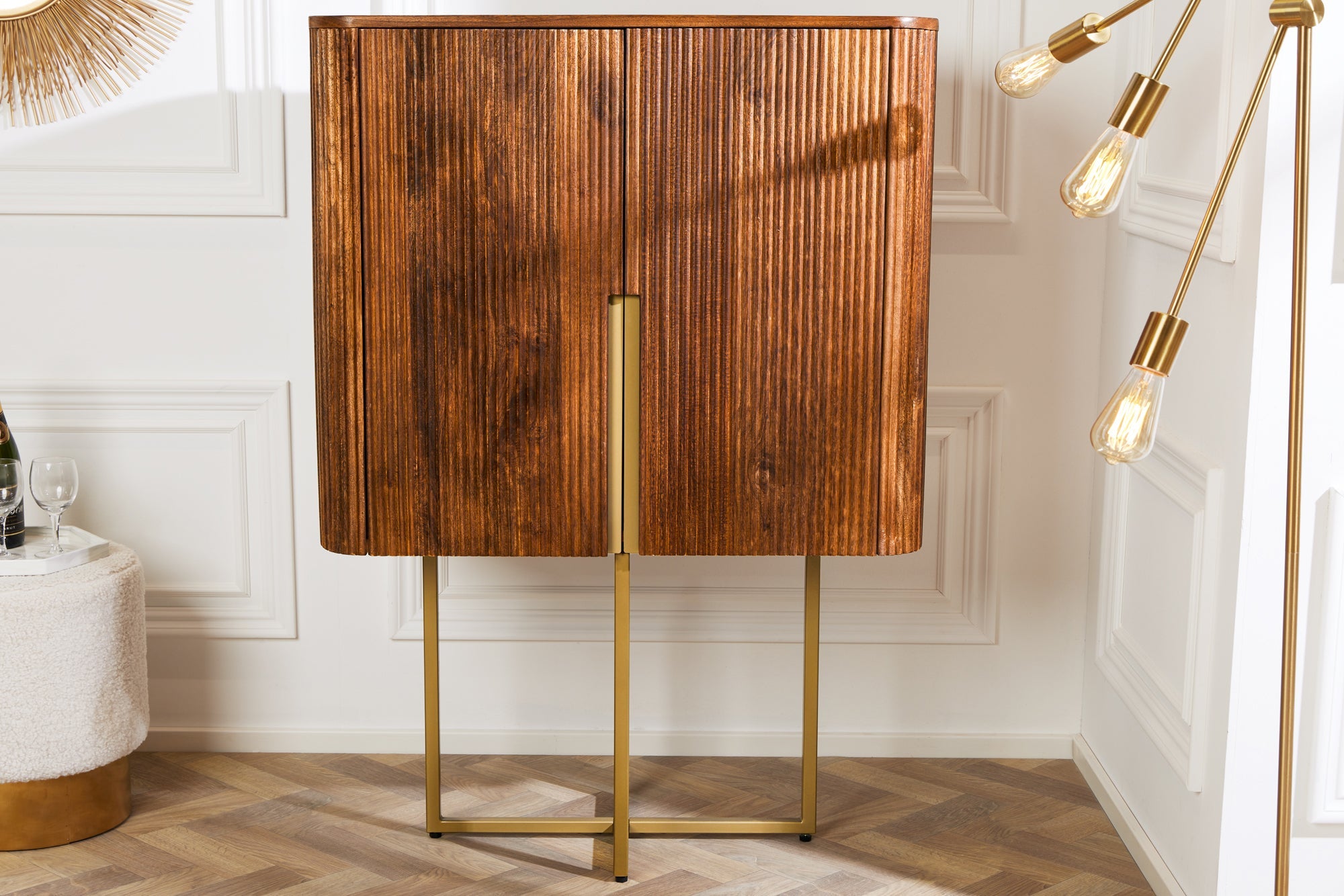 Invicta Vitrină înaltă GATSBY - 125cm | Mango, Auriu | 80x125x40 cm
