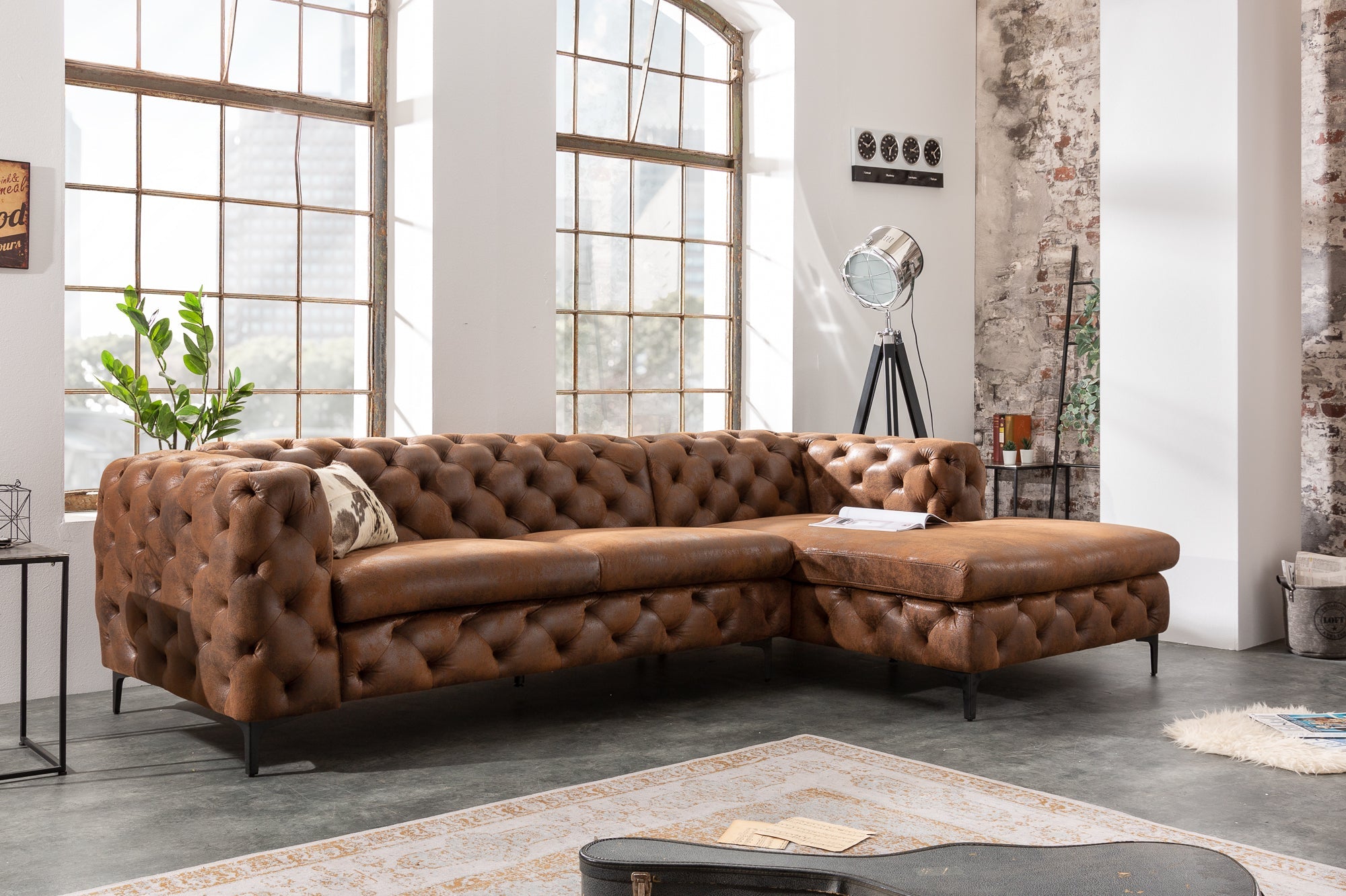 Invicta Canapea MODERN BAROCK - 275cm | Microfibră, Maro | 275x72x160 cm