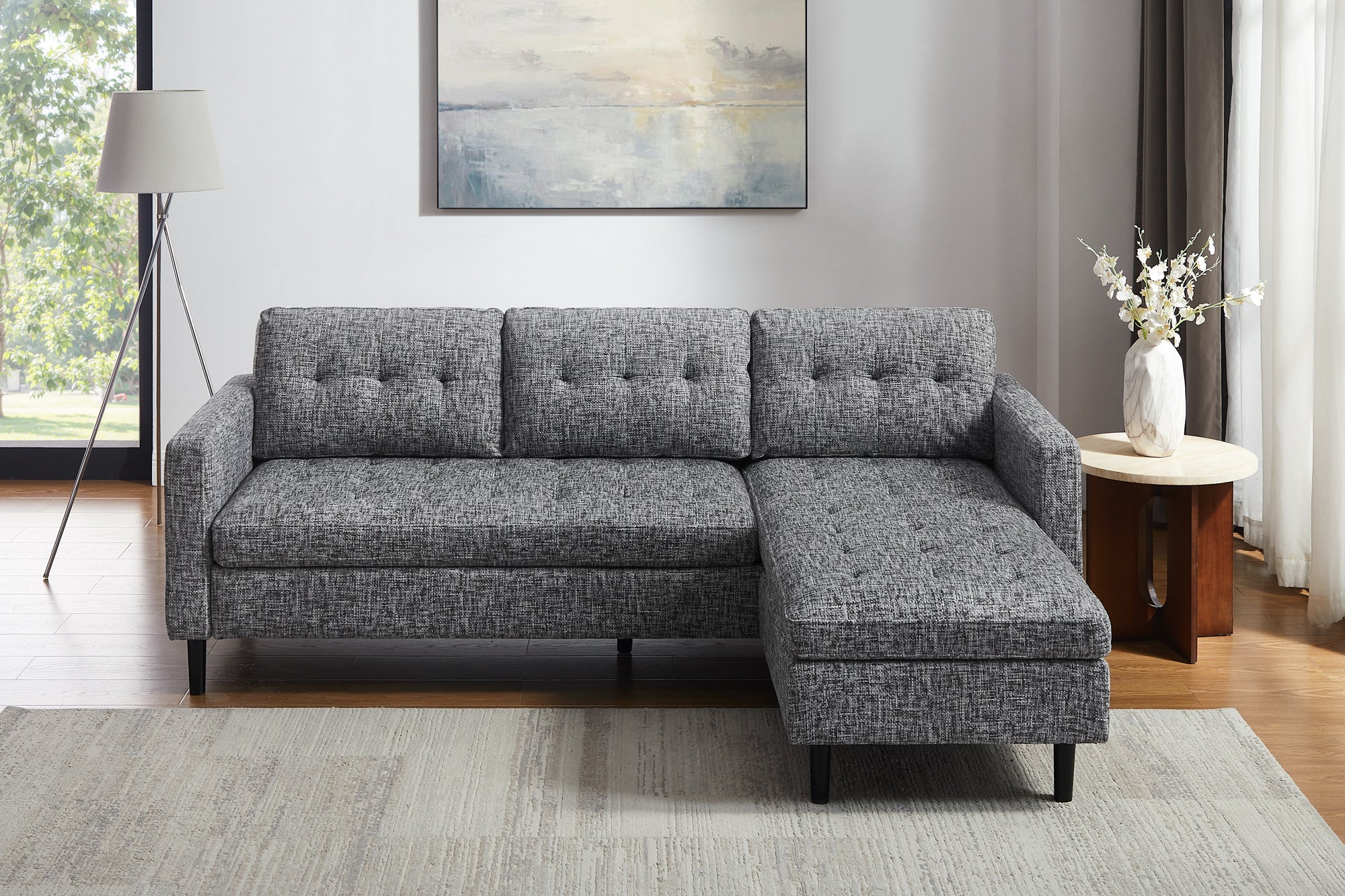 Invicta Canapea STOCKHOLM - 220cm, 3 Locuri | Țesătură Texturată, Gri | 220x90x85 cm