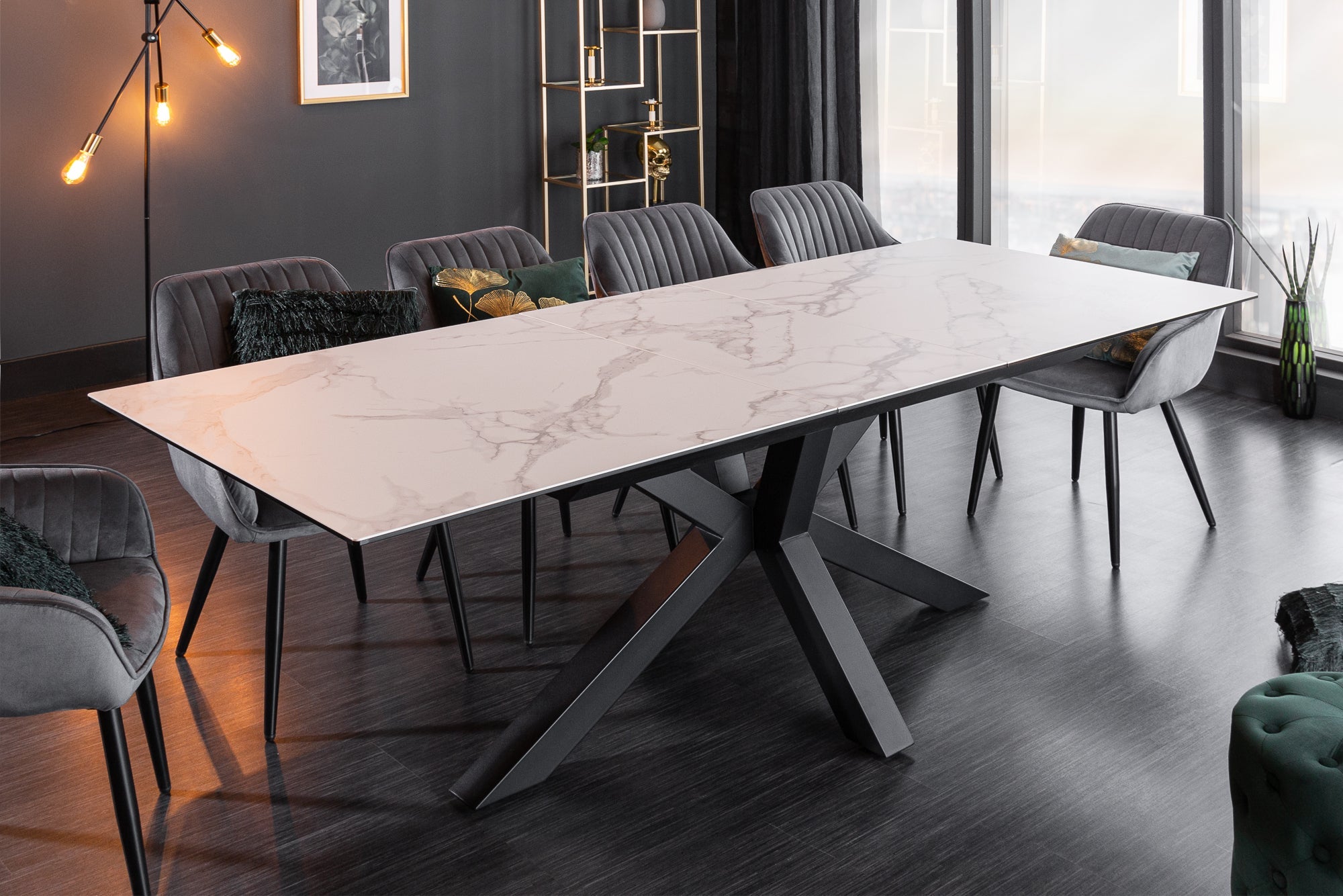 Invicta Masă dining ETERNITY - 225cm | Marmură, Sticlă, Roșu | 180x76x90 cm