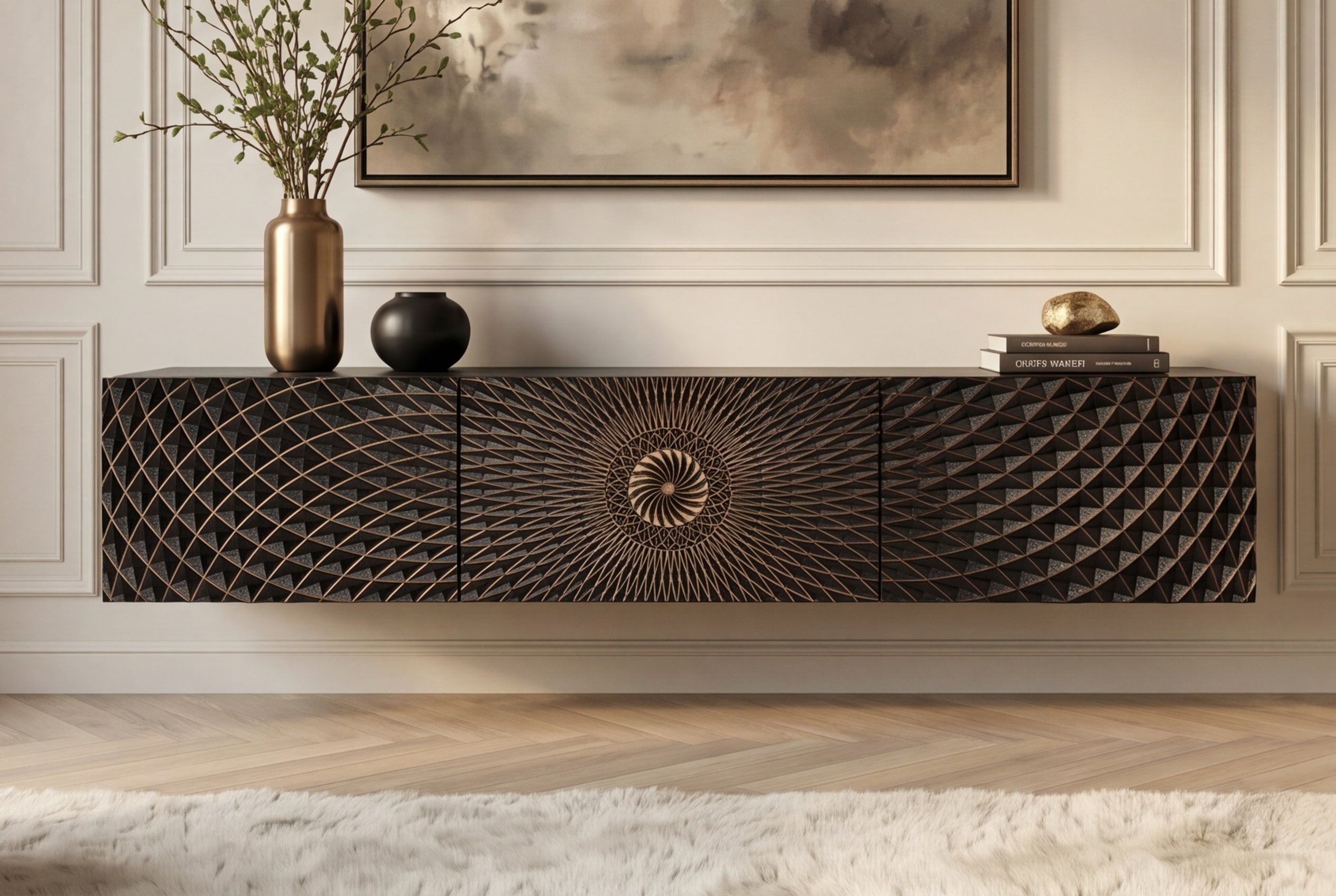 Invicta Comodă TV TV - 160cm | Mango, Negru | 160x30x33 cm