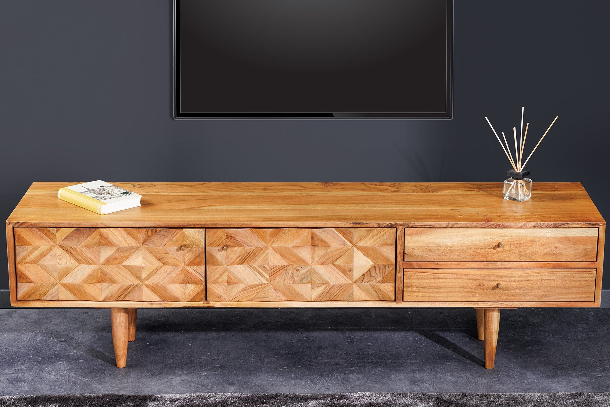 Invicta Comodă TV TV - 145cm | Acacia, Pin | 145x45x35 cm