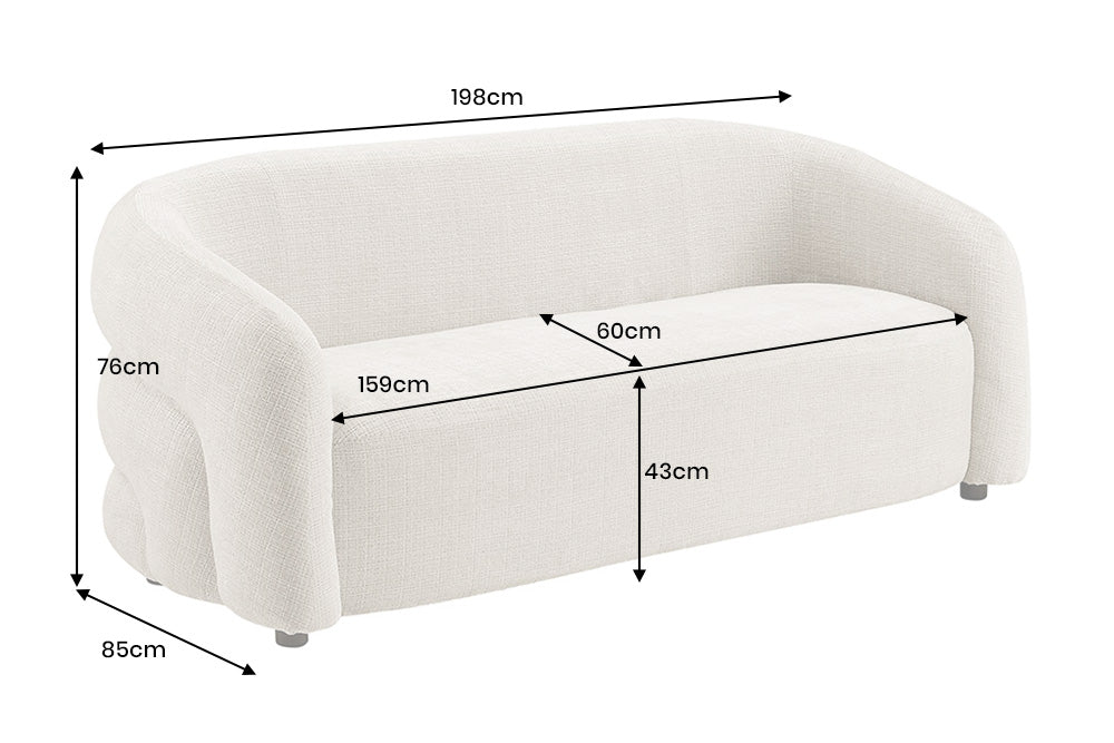 Invicta Canapea VOQUE - 200cm, 3 Locuri | Bej | 198x76x85 cm