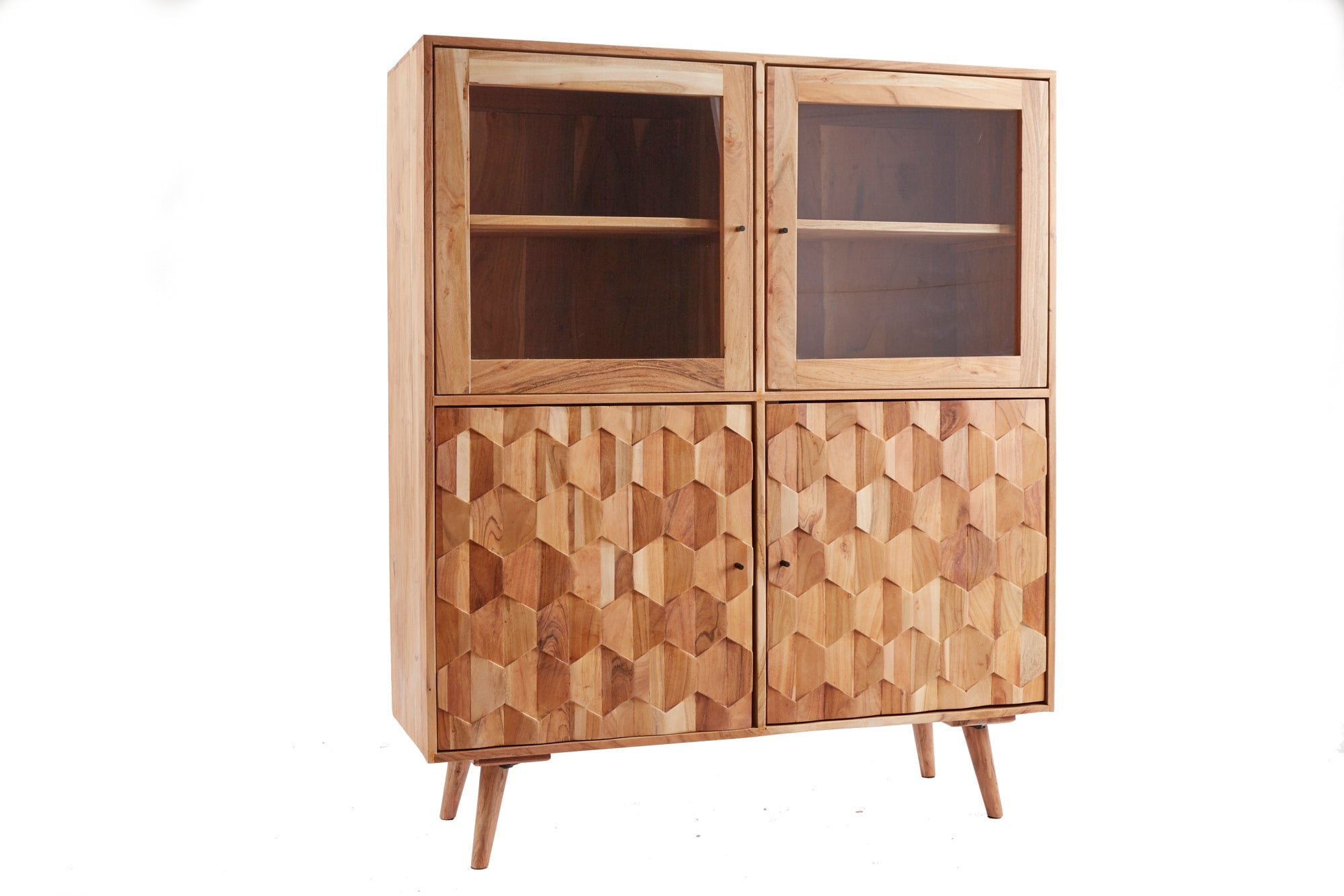 Invicta Vitrină MYSTIC LIVING - 140cm | Acacia | 118x140x40 cm