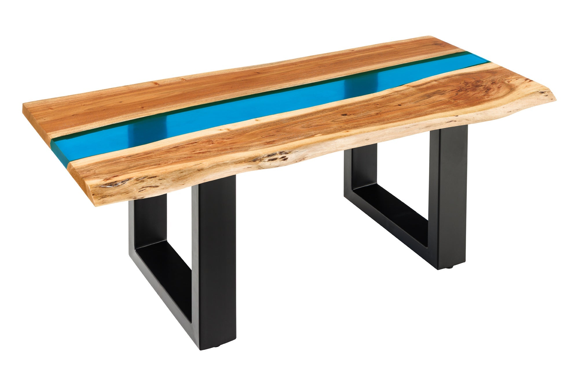 Invicta Masă cafea LIQUID - 110cm | Acacia, Albastru | 110x45x50 cm