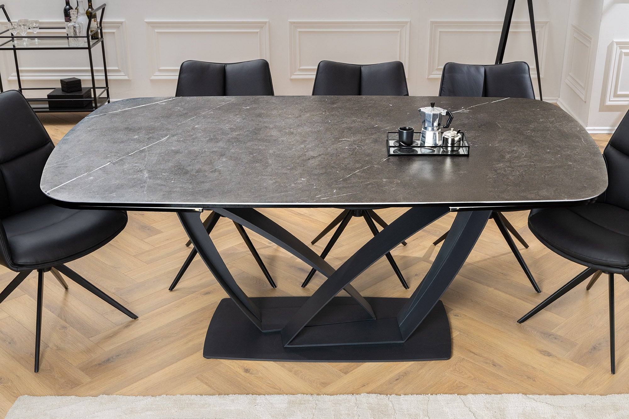 Invicta Masă dining PAPILLON - 260cm | Marmură, Sticlă, Roșu | 260x76x95 cm