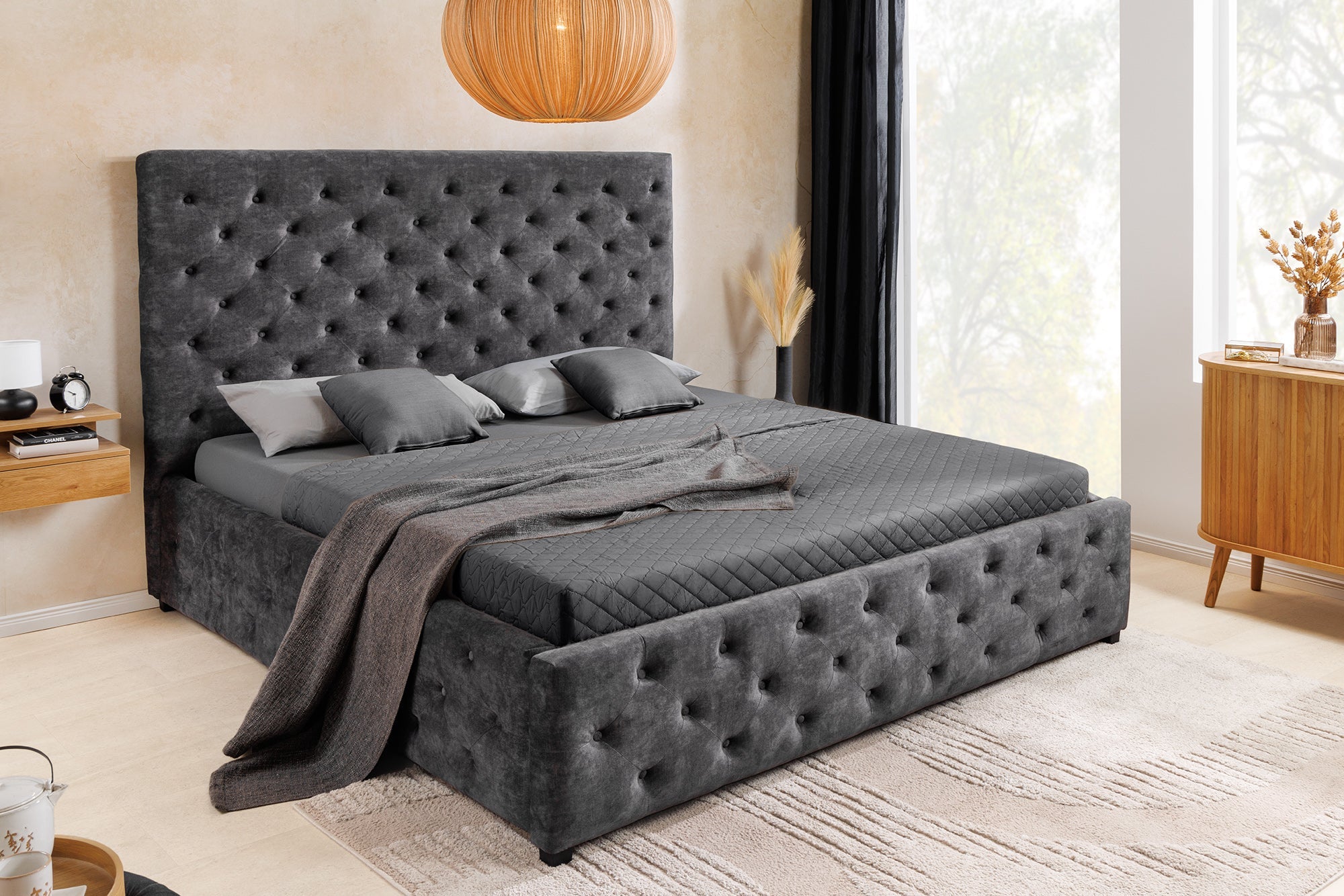 Invicta Pat PARIS - 200cm | Catifea, Gri | 180x145x220 cm