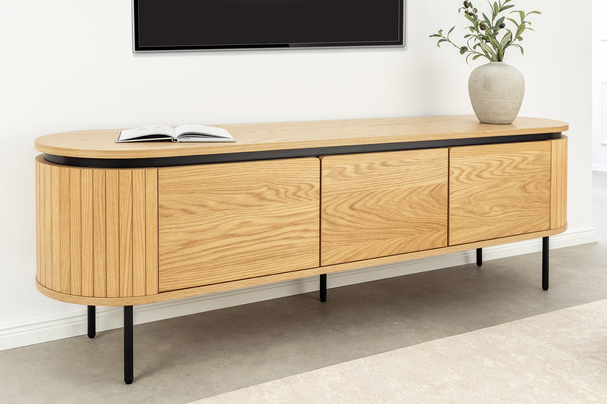 Invicta Comodă TV TV - 160cm | Stejar, Negru | 160x55x40 cm