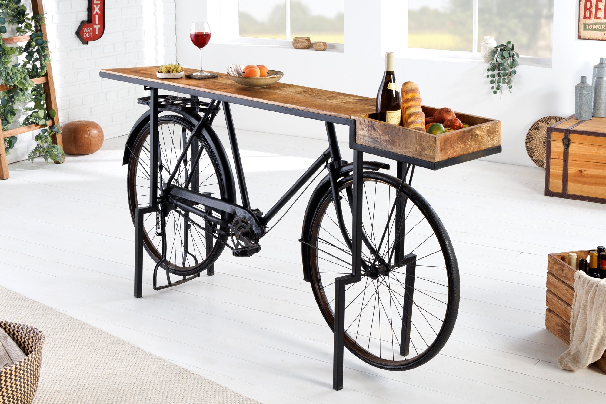 Invicta Consolă BICYCLE - 195cm | Mango | 194x94x38 cm