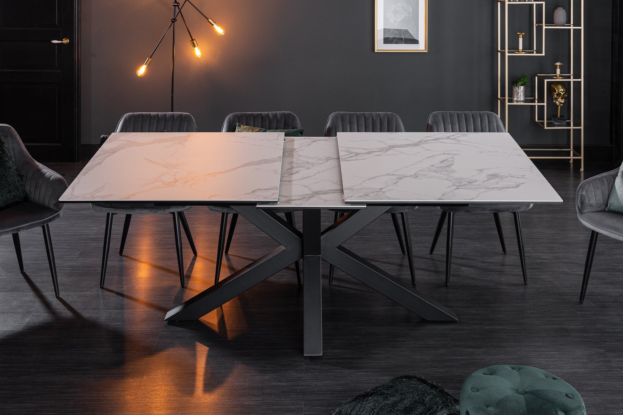 Invicta Masă dining ETERNITY - 225cm | Marmură, Sticlă, Roșu | 180x76x90 cm