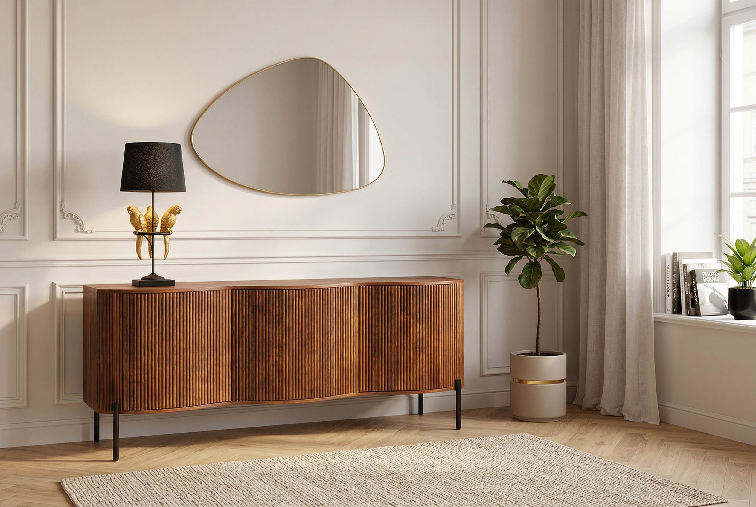 Invicta Comodă GRANDEUR - 180cm | Mango, Metal, Negru | 177x76x41 cm